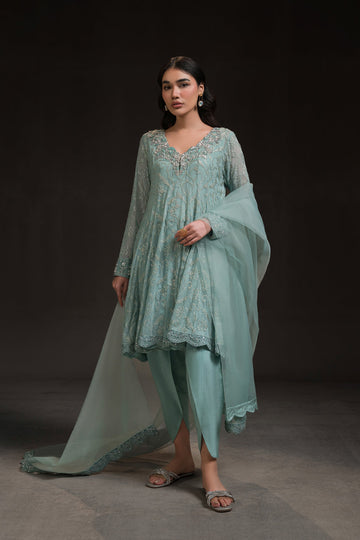 Ammara Khan | Glitz Luxury Pret 24 | SHORT PEPLUM KALIDAR (D-02) by Ammara Khan - Designer Dress - Type: Luxury - Available at Sana Yasir - 100% Original