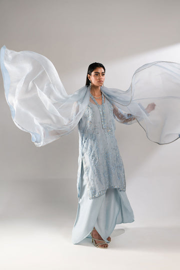 Ammara Khan | Lily Luxury Formals 24 | COOL BLUE CO-ORD SET (D-08) by Ammara Khan - Designer Dress - Type: Formal - Available at Sana Yasir - 100% Original