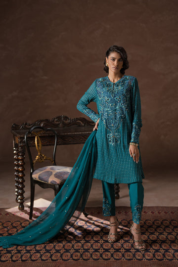 Ammara Khan | Symphony 24 | TEAL BEAUTY SET (D-10) by Ammara Khan - Designer Dress - Type: Ladies Clothes - Available at Sana Yasir - 100% Original