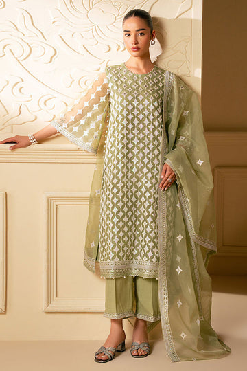 Cross Stitch | Luxe Atelier 25 | MINTED SAGE by Cross Stitch - Designer Dress - Type: Ladies Clothes - Available at Sana Yasir - 100% Original
