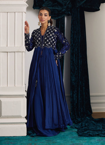 Farah Talib Aziz | Velvets The After Party | KISMET PERSIAN BLUE KALIDAAR by Farah Talib Aziz - Designer Dress - Type: Ladies Clothes - Available at Sana Yasir - 100% Original