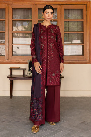Marjjan | Aangan Embroidered Viscose | PEV-19 B (MEHROON) by Marjjan - Designer Dress - Type: Ladies Clothes - Available at Sana Yasir - 100% Original