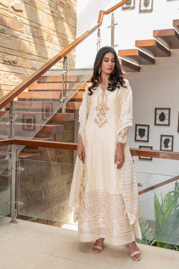 Wahaj M Khan | The Print Story | Cream Cotton TPS Outfit by Wahaj M Khan - Designer Dress - Type: Ladies Clothes - Available at Sana Yasir - 100% Original
