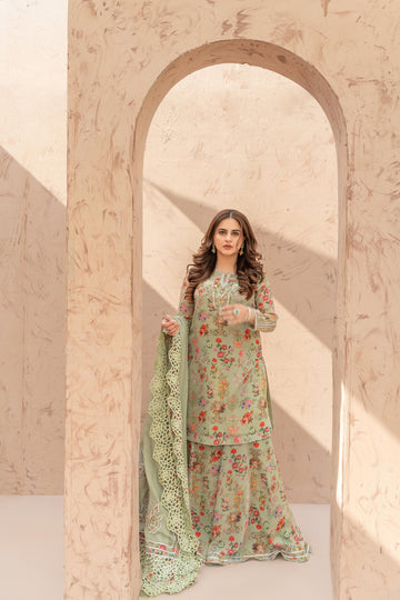 Wahaj M Khan | The Print Story | Sage Green TPS Outfit by Wahaj M Khan - Designer Dress - Type: Ladies Clothes - Available at Sana Yasir - 100% Original