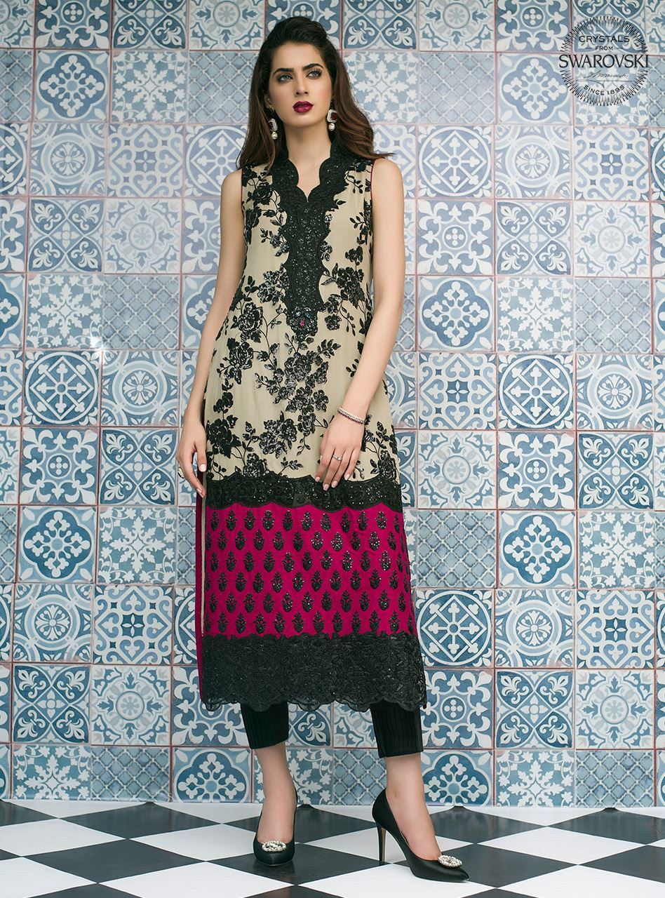 Zainab Chottani | Luxury Pret | COFFEE AND CHERRY PINK by Zainab Chottani - Designer Dress - Type: Ladies Clothes - Available at Sana Yasir - 100% Original