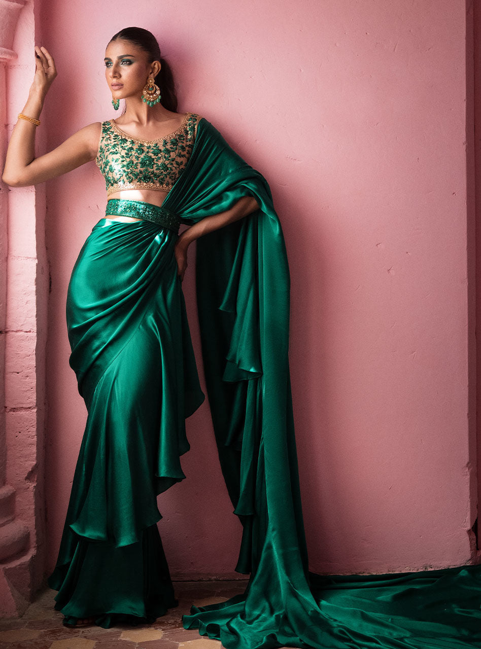 Zainab Chottani | Semi Formals | EMERALD TAUPE by Zainab Chottani - Designer Dress - Type: Ladies Clothes - Available at Sana Yasir - 100% Original