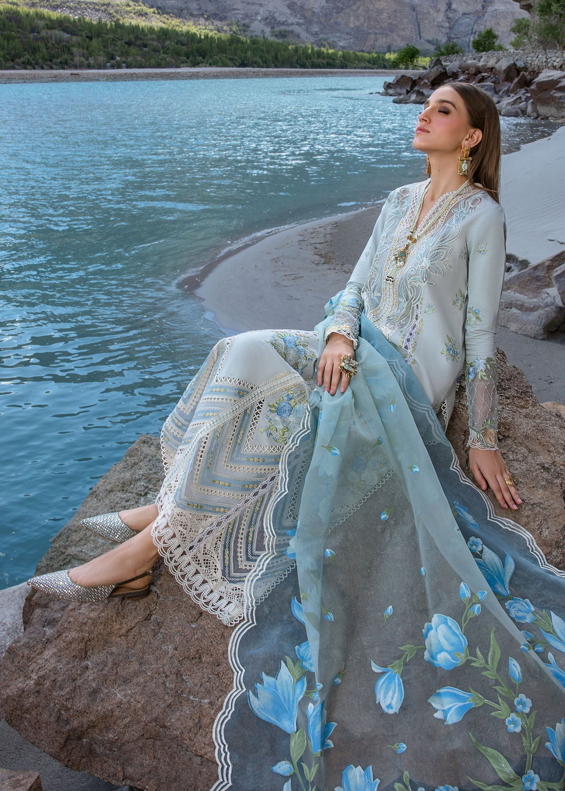 Crimson | Lawn 2024 | Forget Me Not - Ice Blue by Crimson - Designer Dress - Type: Luxury - Available at Sana Yasir - 100% Original