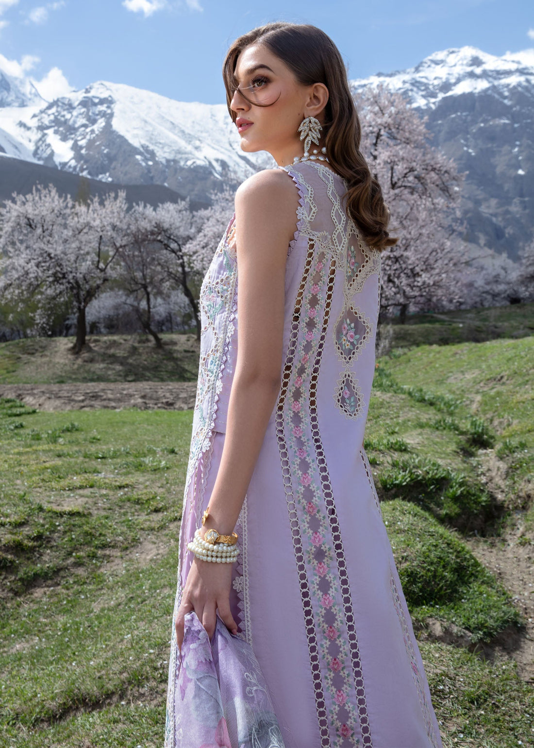 Crimson | Lawn 2024 | A Floral Mesh - Lavender by Crimson - Designer Dress - Type: Luxury - Available at Sana Yasir - 100% Original