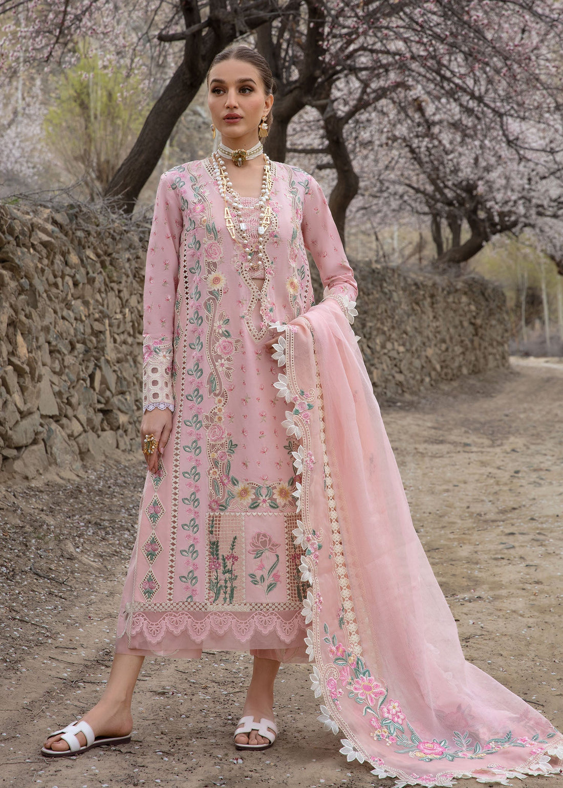 Crimson | Lawn 2024 | Believe In Her - Blush Pink by Crimson - Designer Dress - Type: Luxury - Available at Sana Yasir - 100% Original