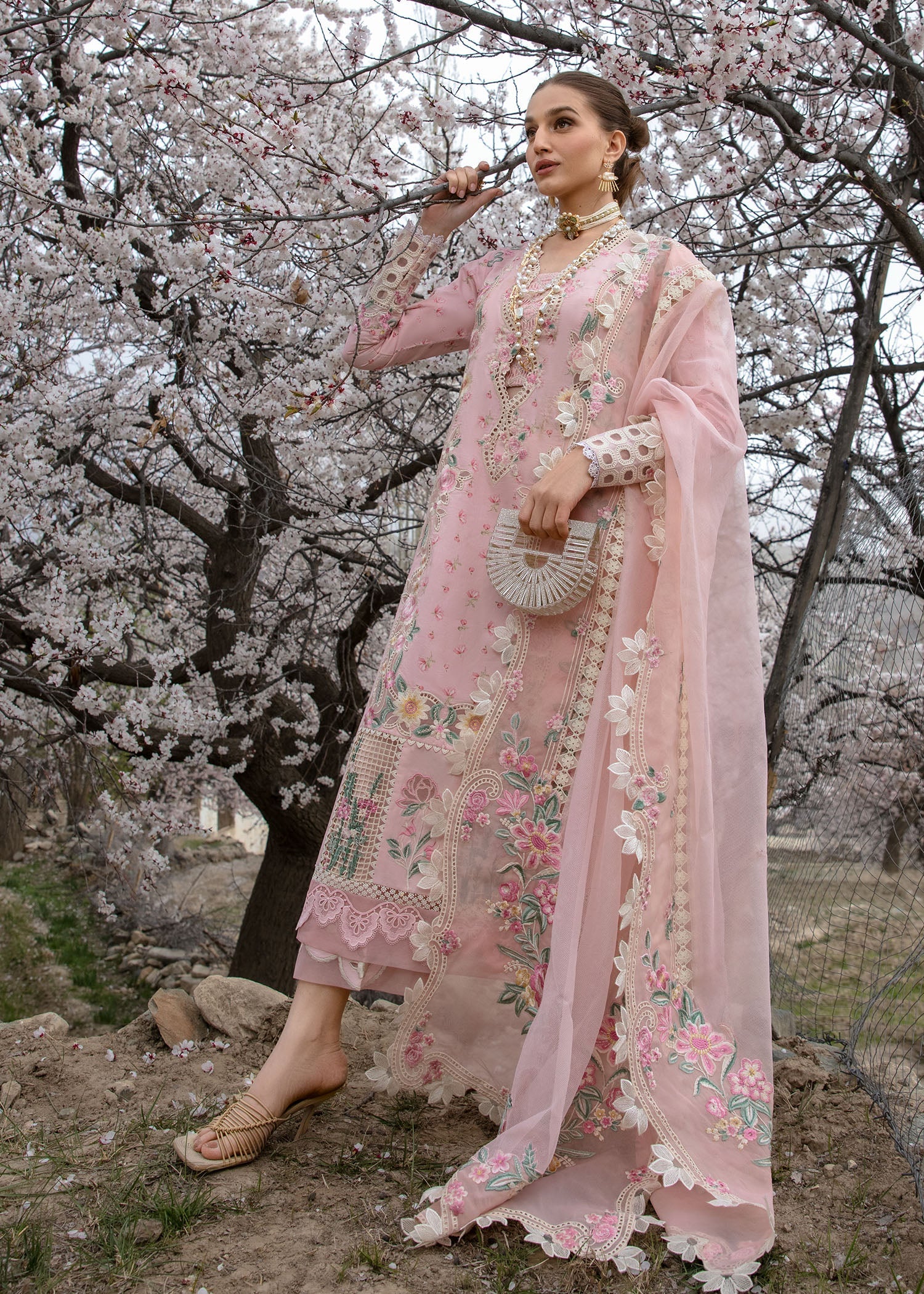 Crimson | Lawn 2024 | Believe In Her - Blush Pink by Crimson - Designer Dress - Type: Luxury - Available at Sana Yasir - 100% Original
