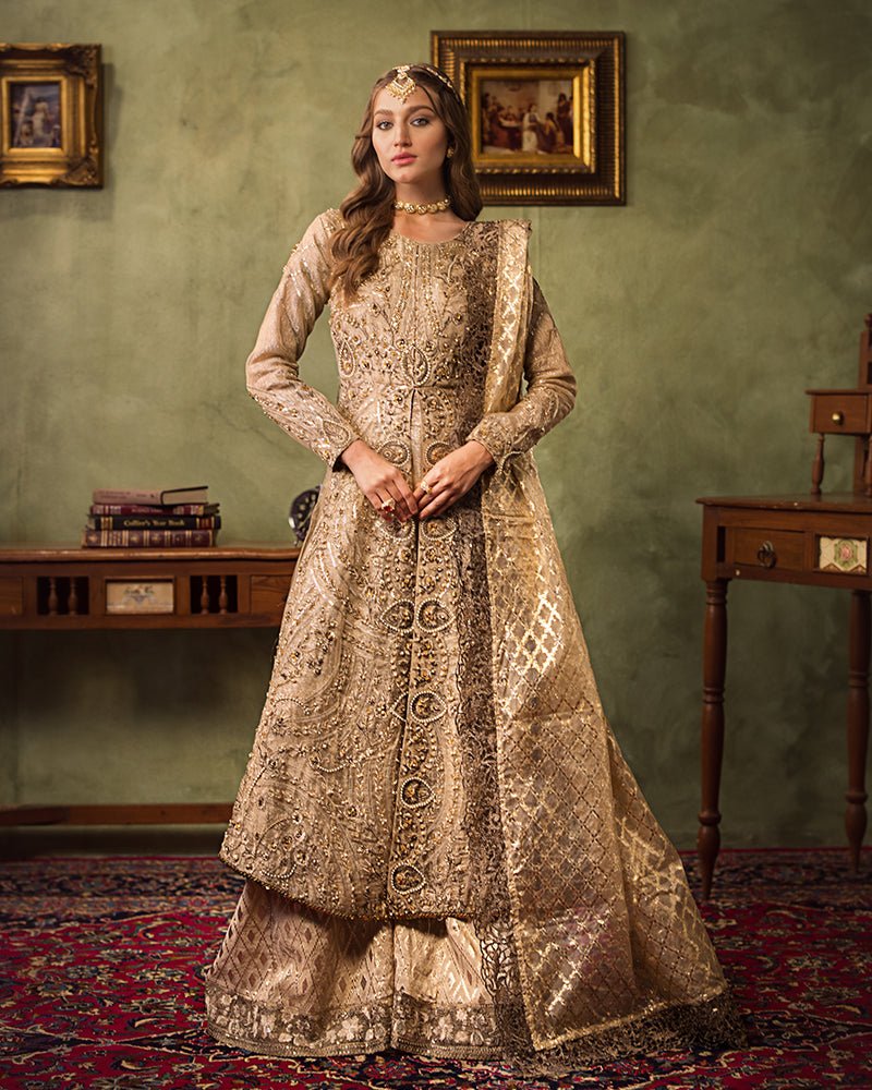 Ain | Aroosh Luxury Formals 24 | AR-77 SAIBA (Gold) by AIN - Designer Dress - Type: Bridal - Available at Sana Yasir - 100% Original