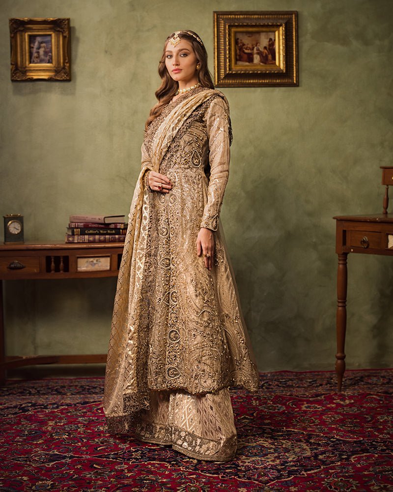 Ain | Aroosh Luxury Formals 24 | AR-77 SAIBA (Gold) by AIN - Designer Dress - Type: Bridal - Available at Sana Yasir - 100% Original
