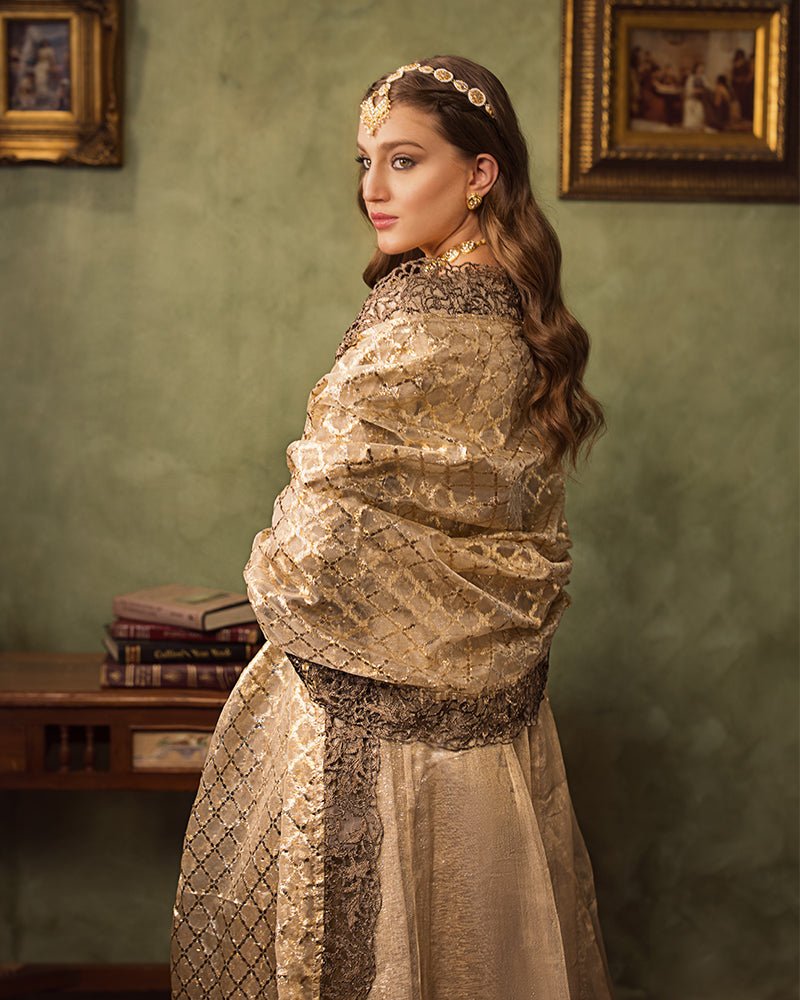 Ain | Aroosh Luxury Formals 24 | AR-77 SAIBA (Gold) by AIN - Designer Dress - Type: Bridal - Available at Sana Yasir - 100% Original