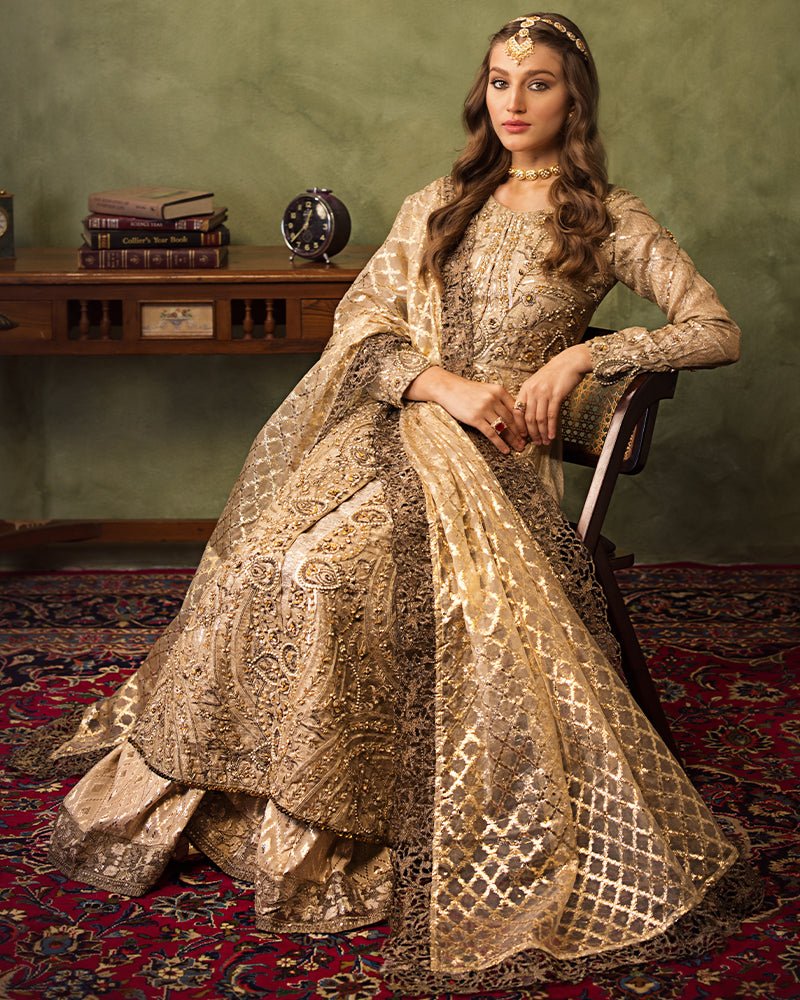 Ain | Aroosh Luxury Formals 24 | AR-77 SAIBA (Gold) by AIN - Designer Dress - Type: Bridal - Available at Sana Yasir - 100% Original