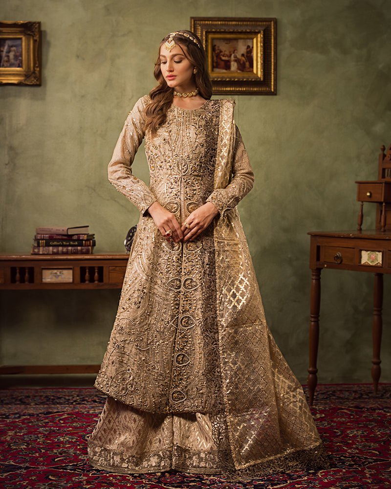 Ain | Aroosh Luxury Formals 24 | AR-77 SAIBA (Gold) by AIN - Designer Dress - Type: Bridal - Available at Sana Yasir - 100% Original