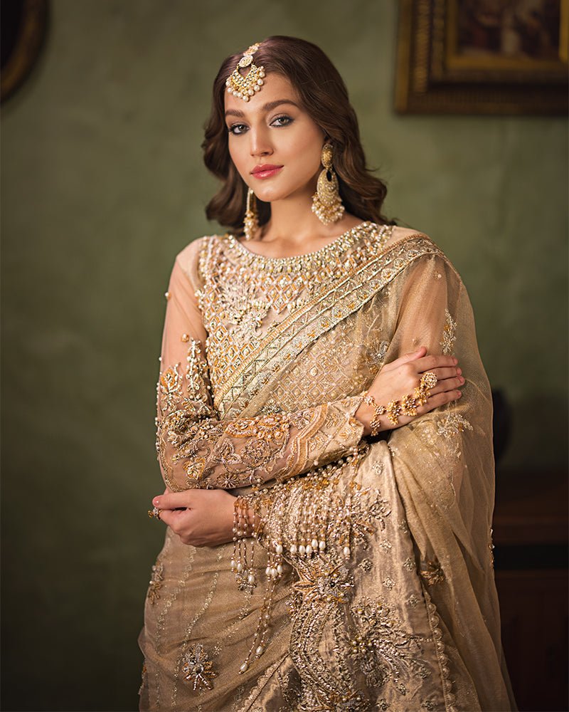 Ain | Aroosh Luxury Formals 24 | AR-82 NAZNEEN (Gold) by AIN - Designer Dress - Type: Bridal - Available at Sana Yasir - 100% Original