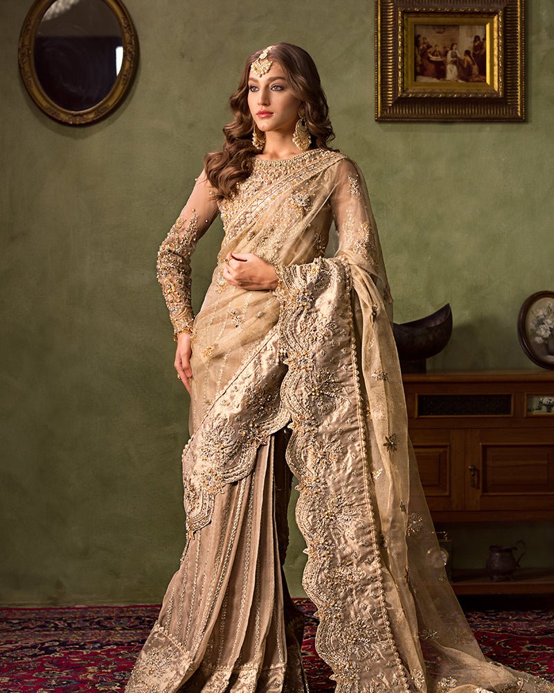 Ain | Aroosh Luxury Formals 24 | AR-82 NAZNEEN (Gold) by AIN - Designer Dress - Type: Bridal - Available at Sana Yasir - 100% Original