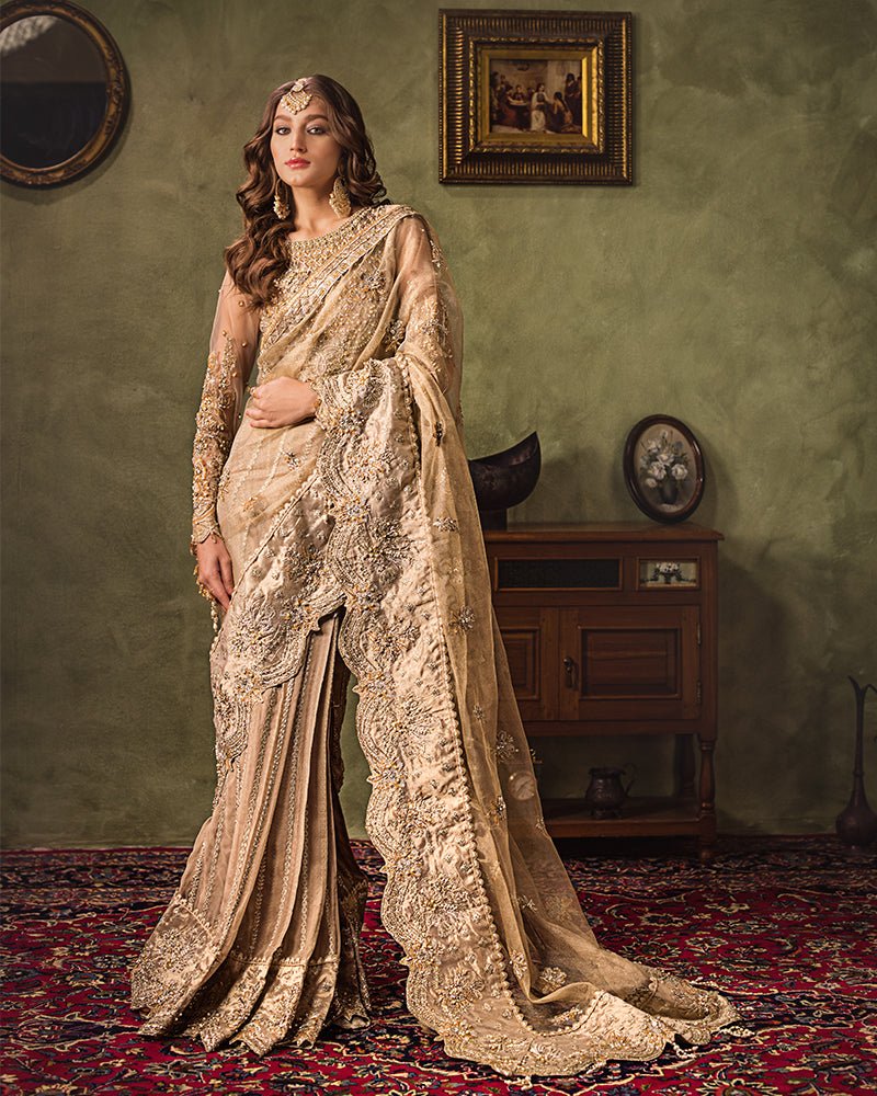 Ain | Aroosh Luxury Formals 24 | AR-82 NAZNEEN (Gold) by AIN - Designer Dress - Type: Bridal - Available at Sana Yasir - 100% Original