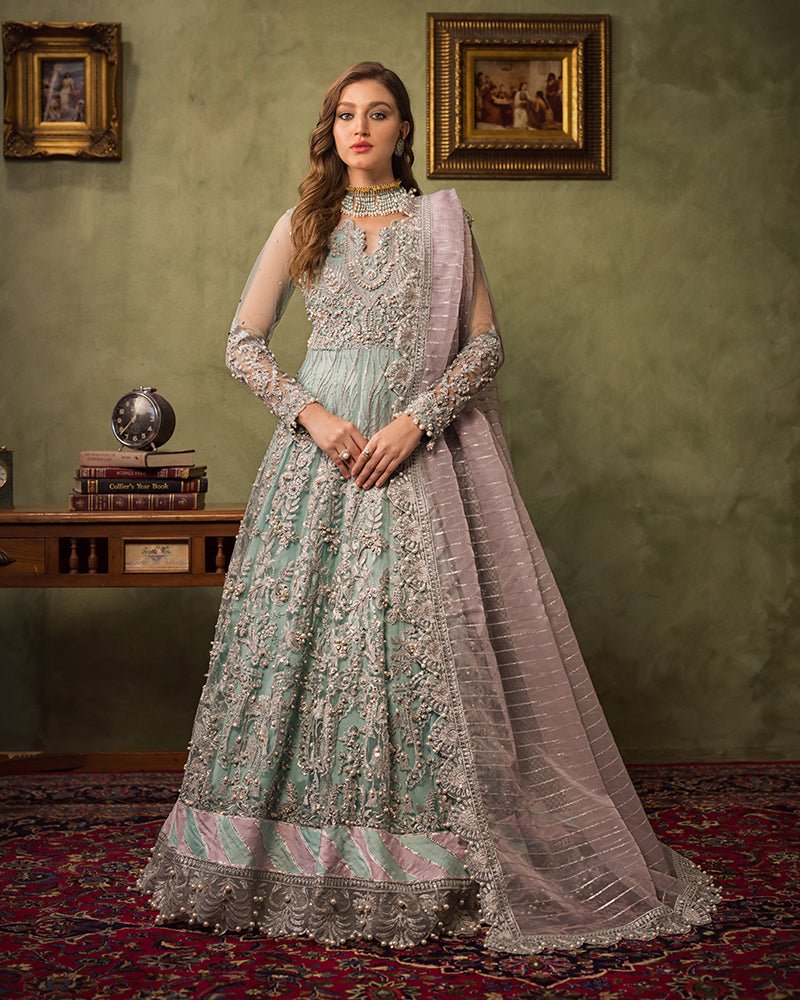 Ain | Aroosh Luxury Formals 24 | AR-89 CHASHM (Aqua Blue) by Ain - Designer Dress - Type: Bridal - Available at Sana Yasir - 100% Original