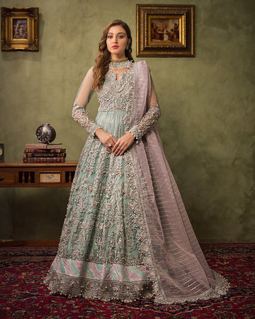 Ain | Aroosh Luxury Formals 24 | AR-89 CHASHM (Aqua Blue) by Ain - Designer Dress - Type: Bridal - Available at Sana Yasir - 100% Original