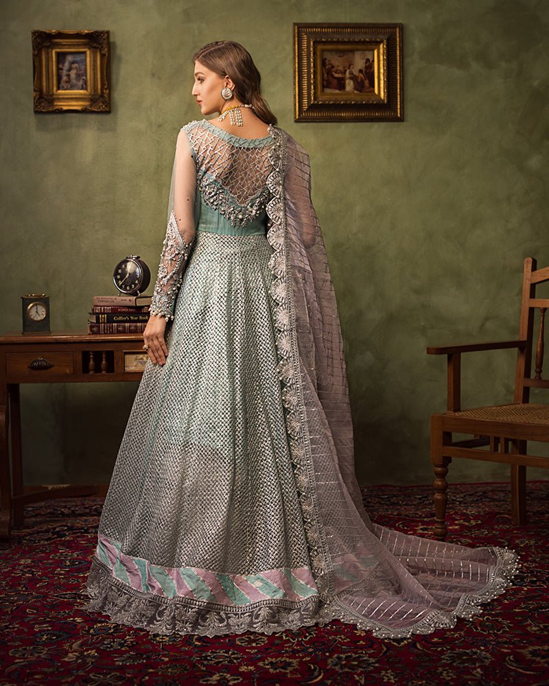 Ain | Aroosh Luxury Formals 24 | AR-89 CHASHM (Aqua Blue) by Ain - Designer Dress - Type: Bridal - Available at Sana Yasir - 100% Original