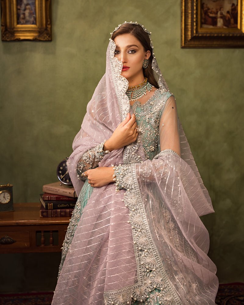Ain | Aroosh Luxury Formals 24 | AR-89 CHASHM (Aqua Blue) by Ain - Designer Dress - Type: Bridal - Available at Sana Yasir - 100% Original