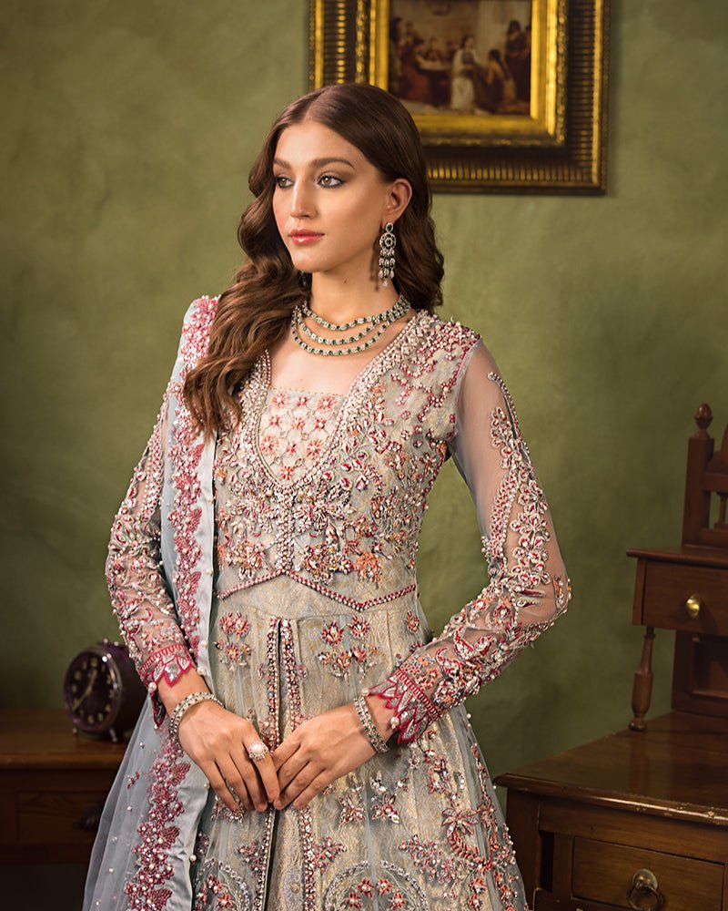 Ain | Aroosh Luxury Formals 24 | AR-93 ALEESHA (Ice Grey) by AIN - Designer Dress - Type: Bridal - Available at Sana Yasir - 100% Original