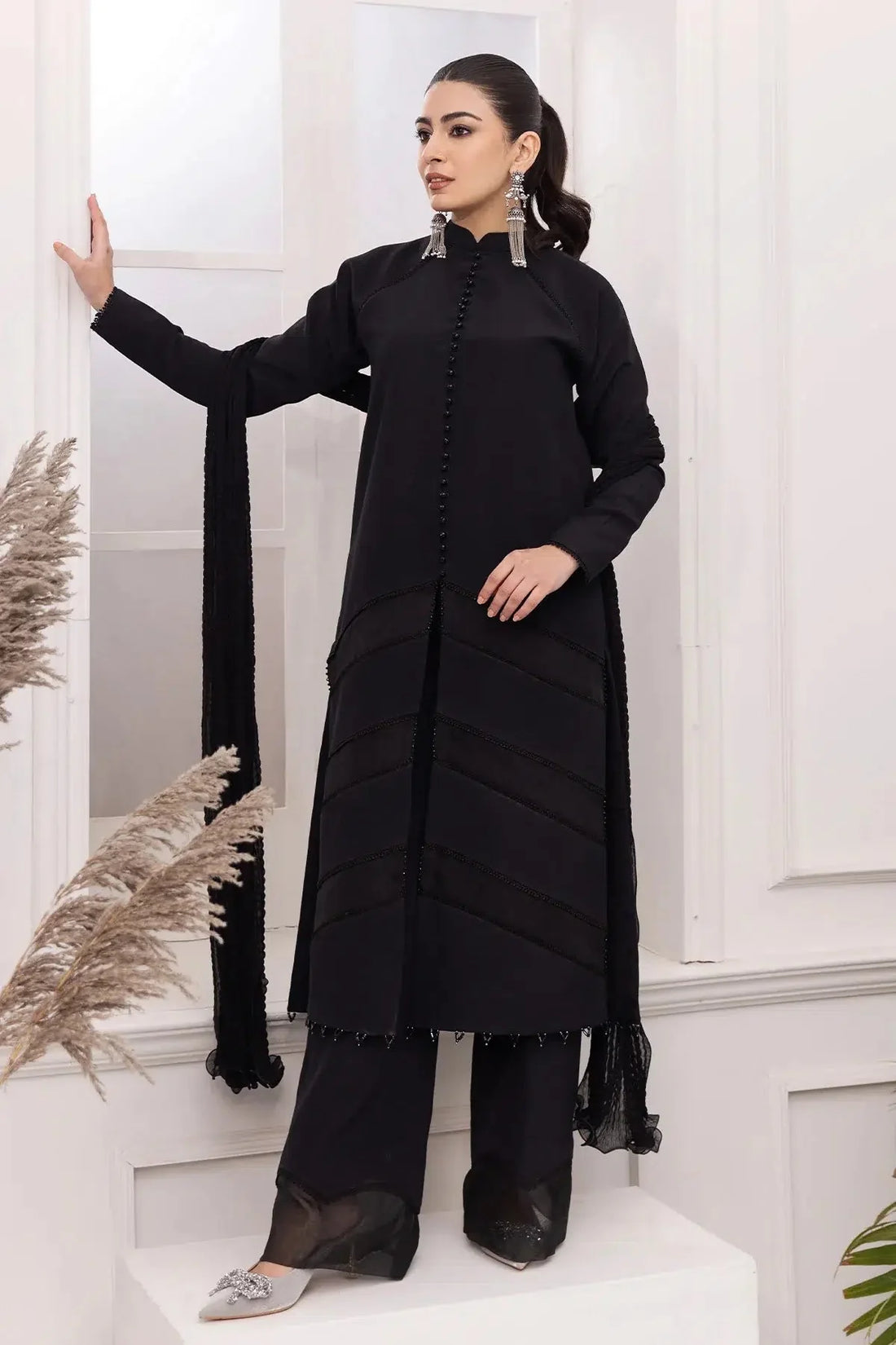 Alizeh | Formals Collection | Black Dress 3 piece - RTW1004 by Alizeh - Designer Dress - Type: Formal - Available at Sana Yasir - 100% Original