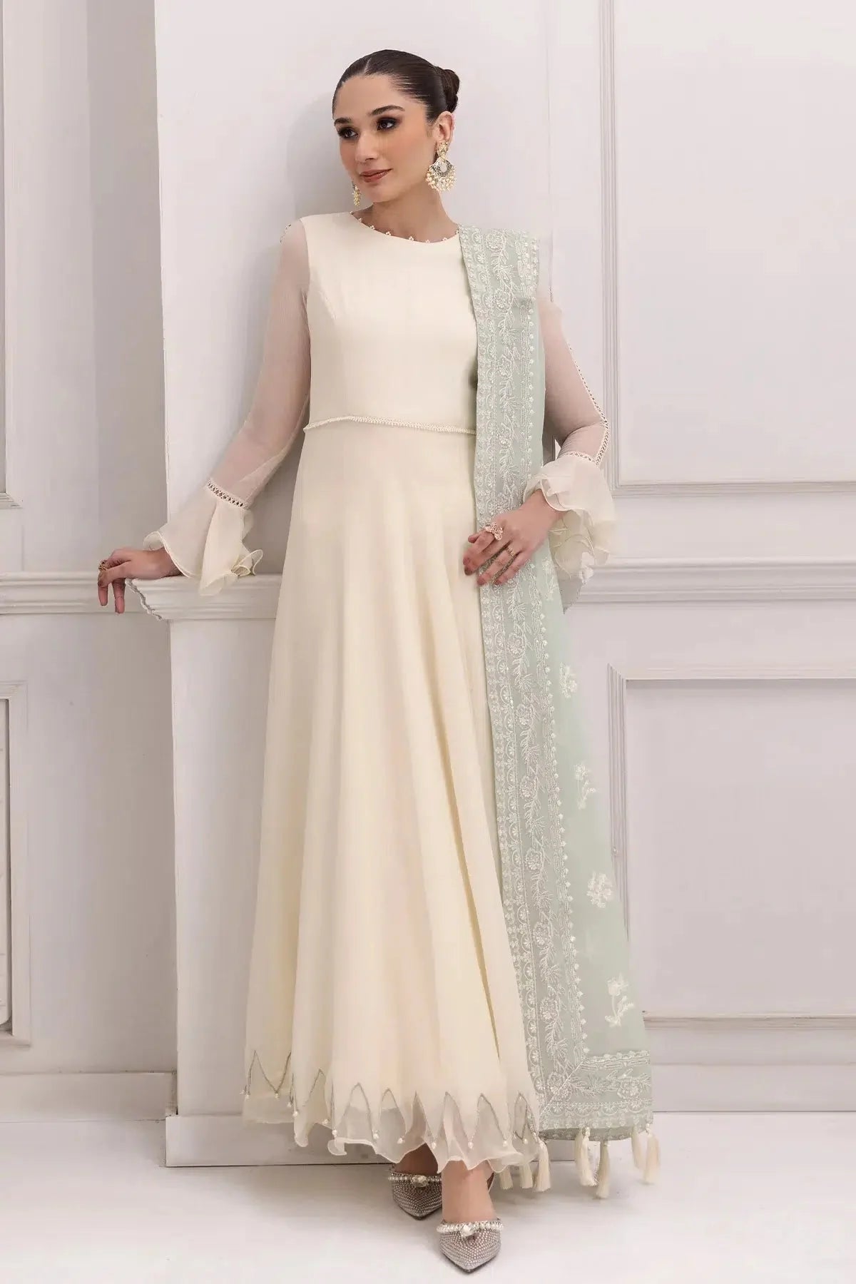 Alizeh | Formals Collection | Off White Dress 3 piece - RTW1007 by Alizeh - Designer Dress - Type: Formal - Available at Sana Yasir - 100% Original