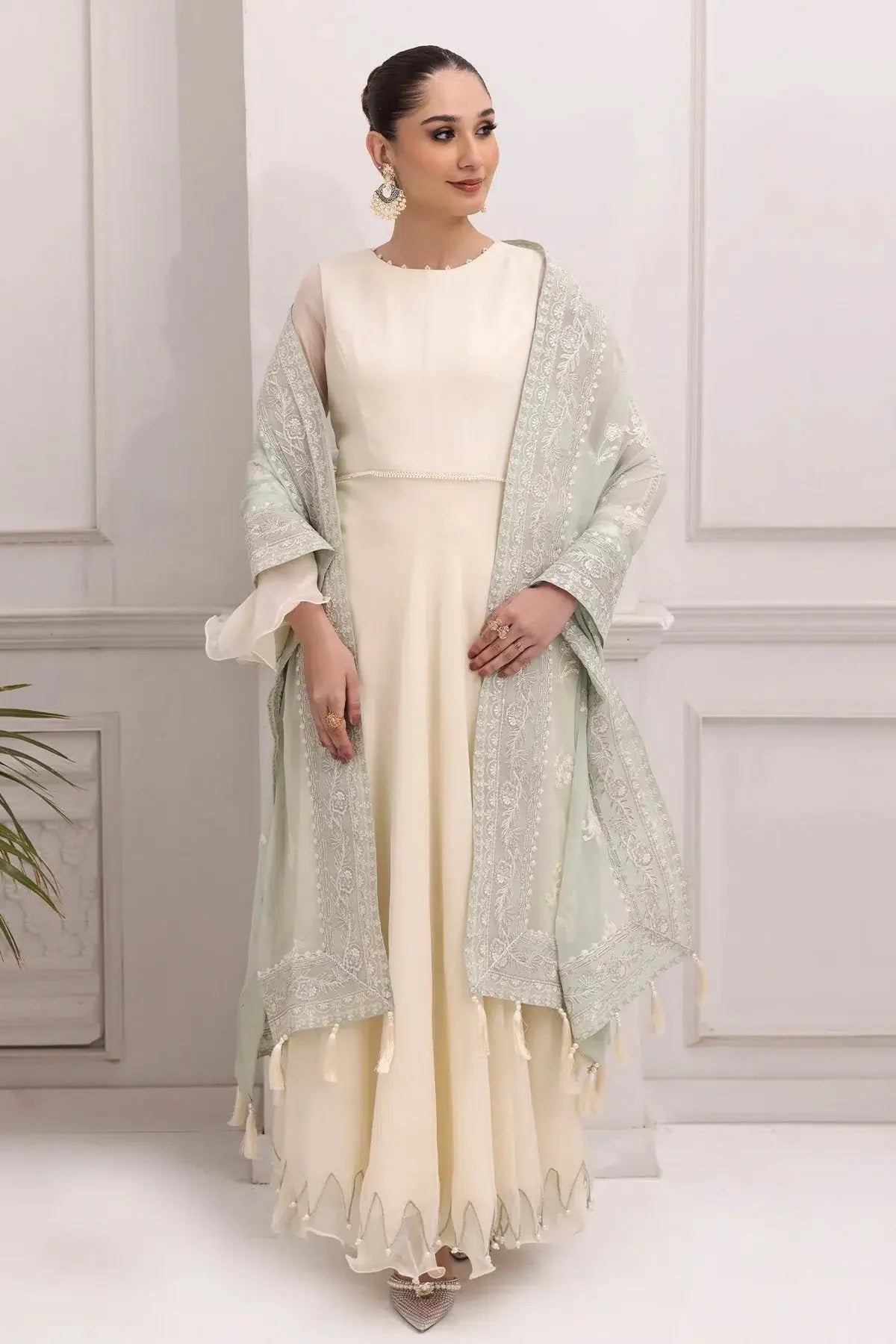 Alizeh | Formals Collection | Off White Dress 3 piece - RTW1007 by Alizeh - Designer Dress - Type: Formal - Available at Sana Yasir - 100% Original