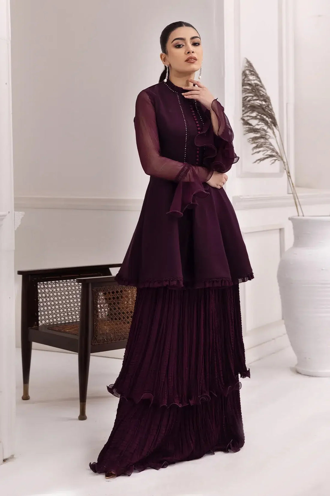 Alizeh | Formals Collection | Purple Frock 2 piece - RTW1001 by Alizeh - Designer Dress - Type: Formal - Available at Sana Yasir - 100% Original
