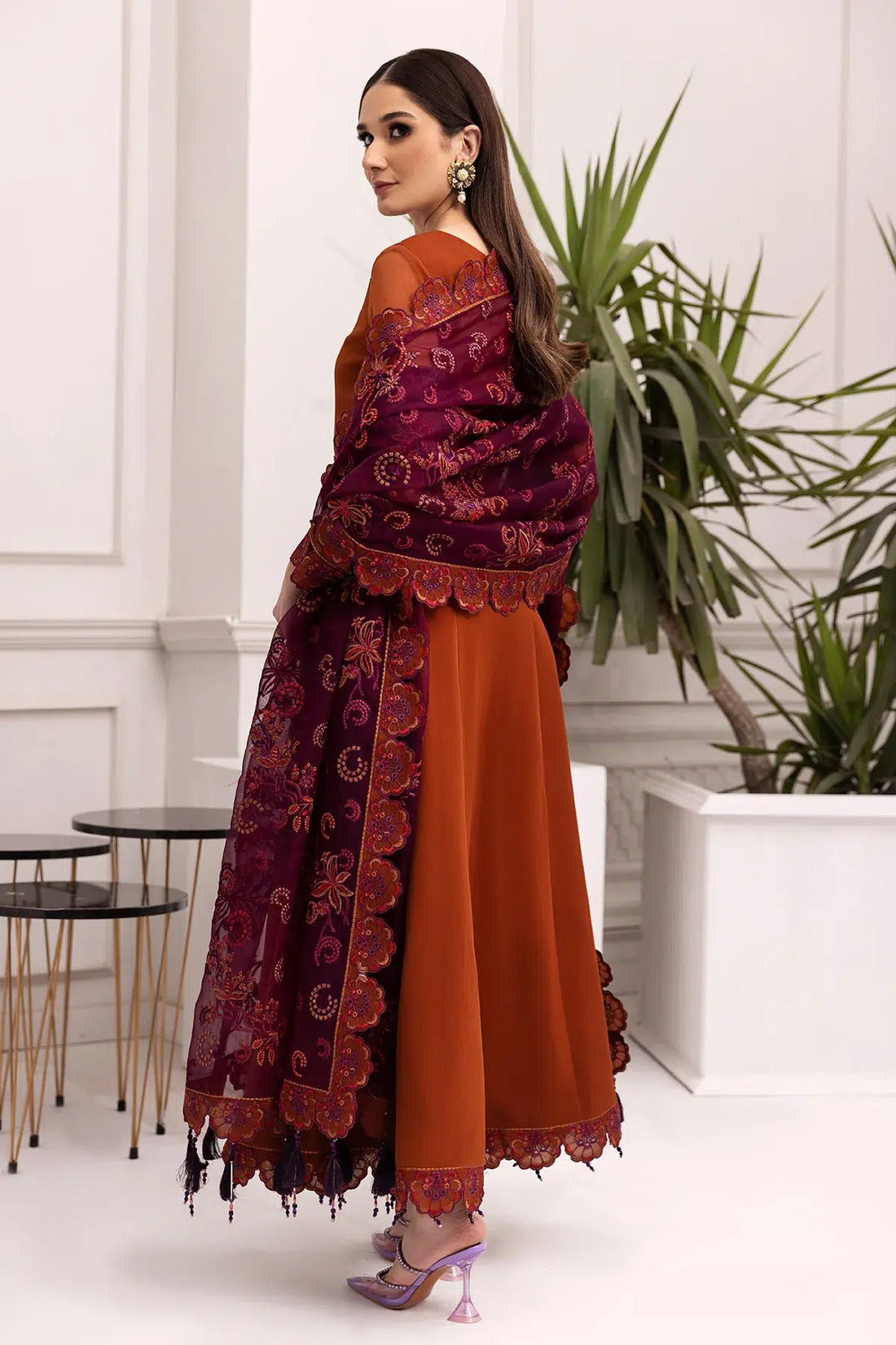 Alizeh | Formals Collection | Rust Dress 3 piece - RTW1011 by Alizeh - Designer Dress - Type: Formal - Available at Sana Yasir - 100% Original