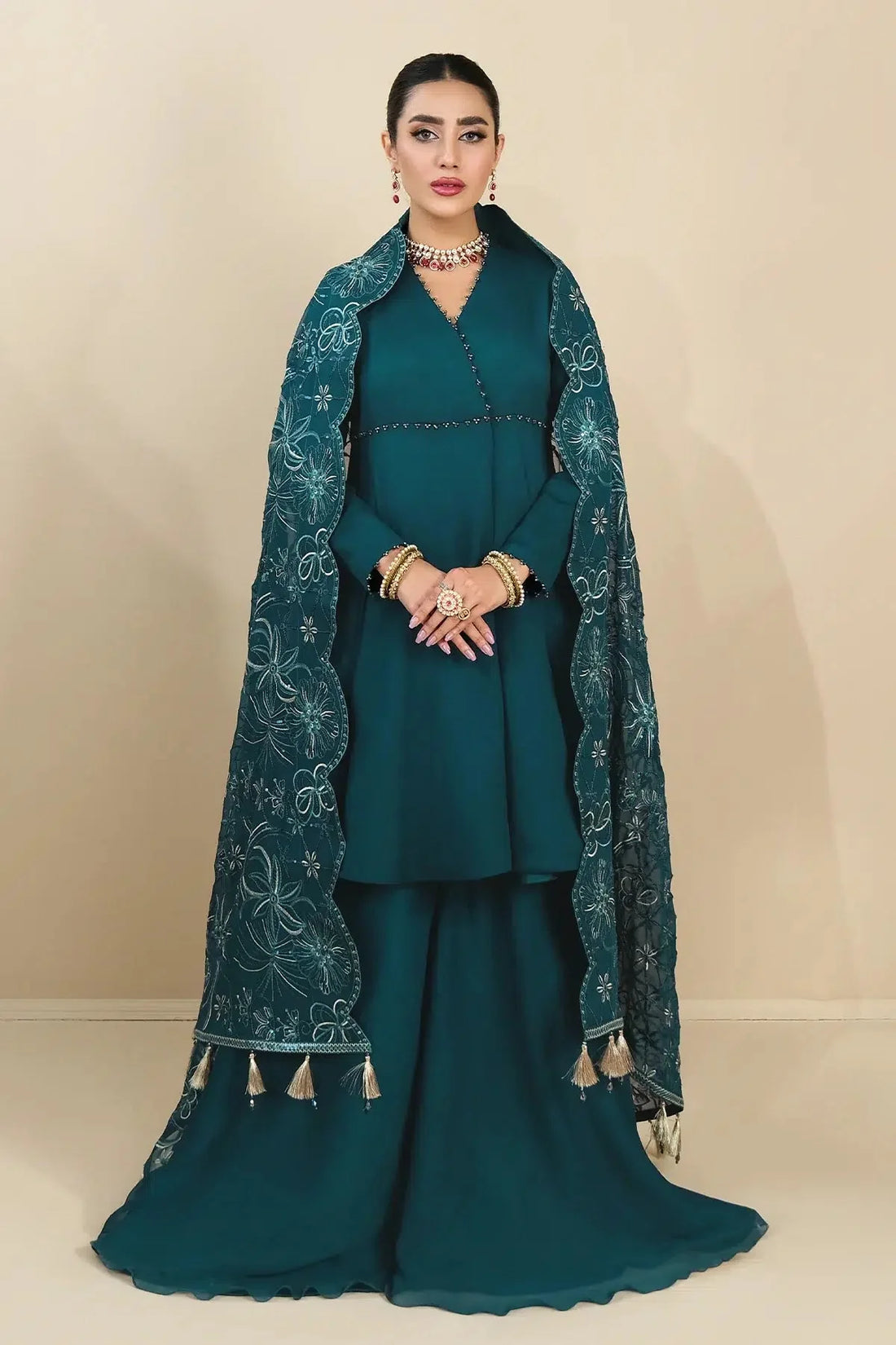 Alizeh | Formals Collection | Sea Green Peplum 3 piece - RTW1015 by Alizeh - Designer Dress - Type: Formal - Available at Sana Yasir - 100% Original