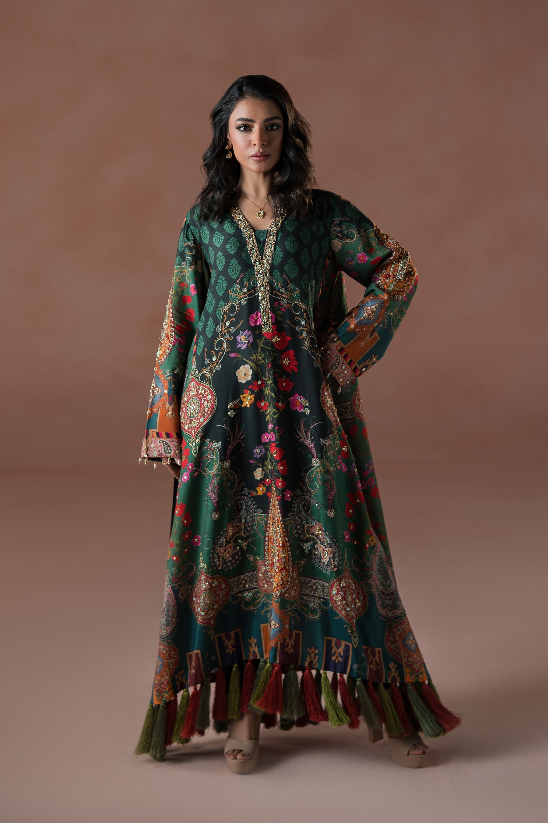 Ammara Khan | Flo 25 | Forest Floral Tassel Kaftan Set (D-06)