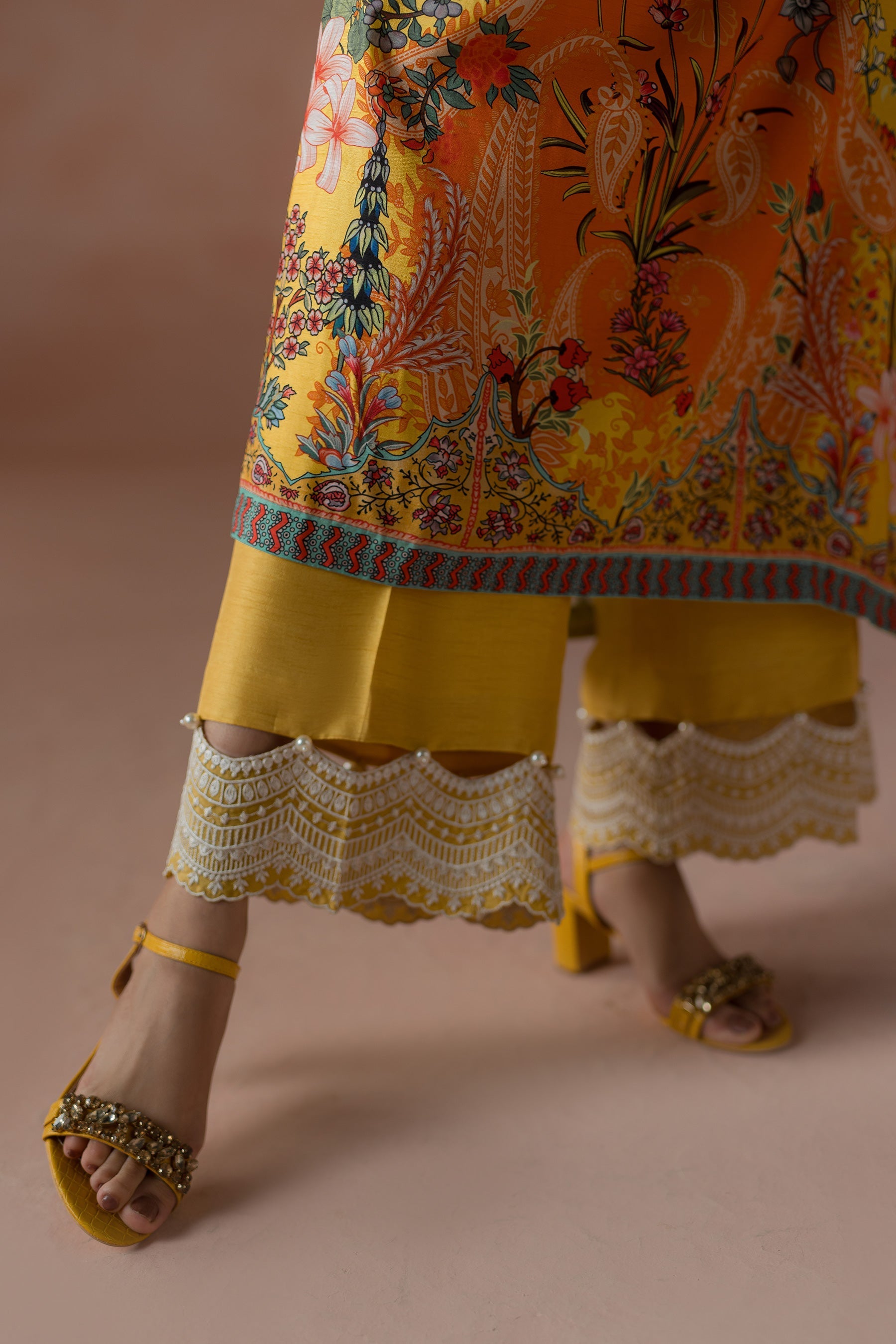 Ammara Khan | Flo 25 |Mango Slush Long Shirt Set (D-04)