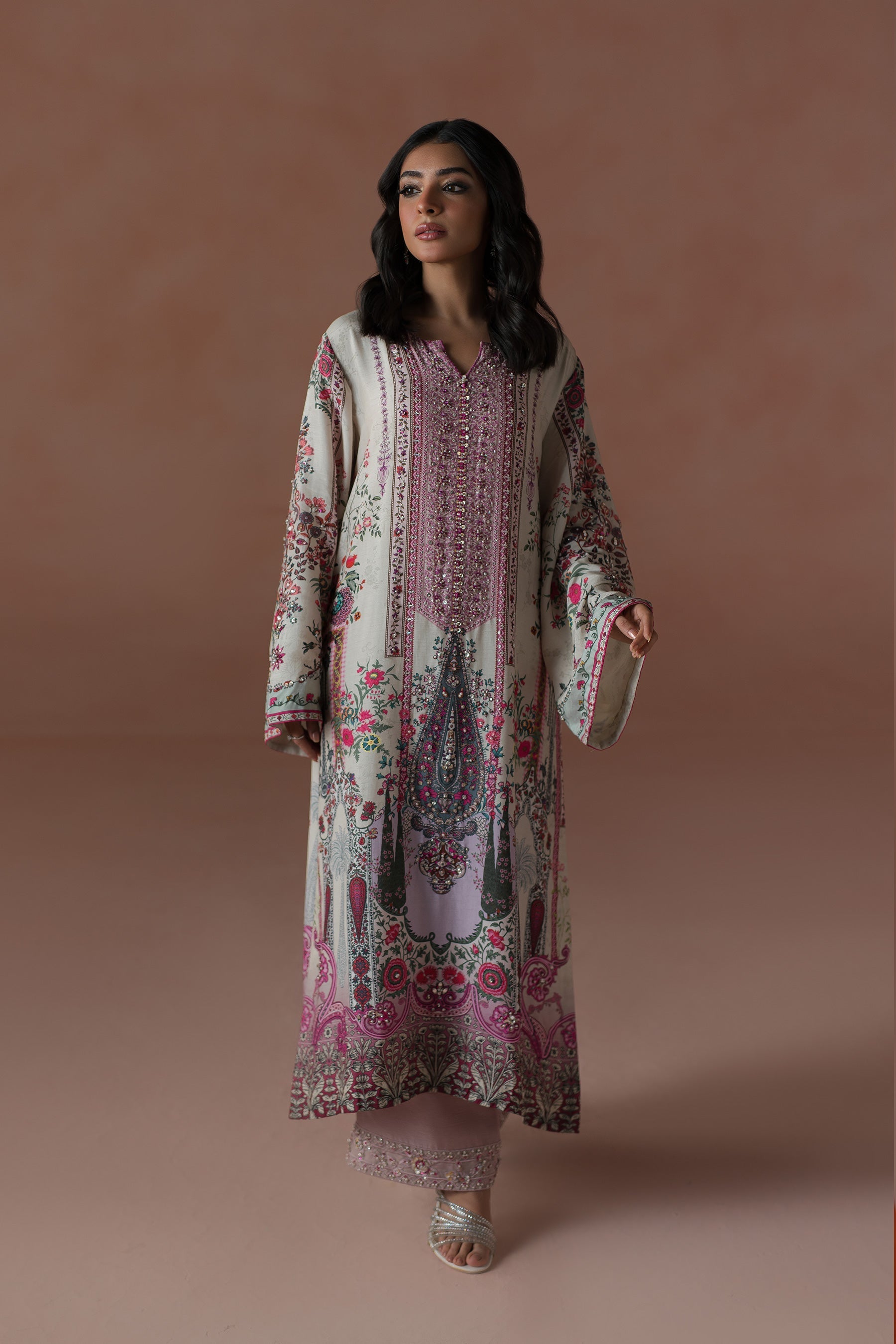 Ammara Khan | Flo 25 | Raspberry Cooler Long shirt Set (D-05)