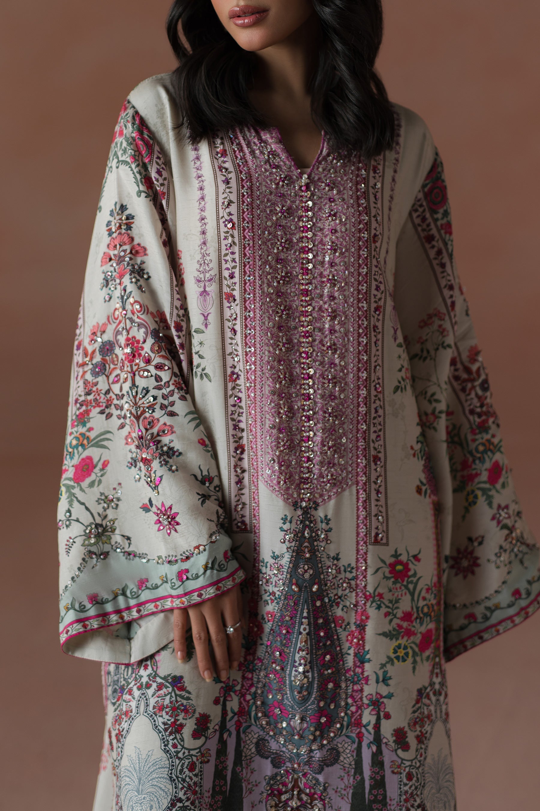 Ammara Khan | Flo 25 | Raspberry Cooler Long shirt Set (D-05)