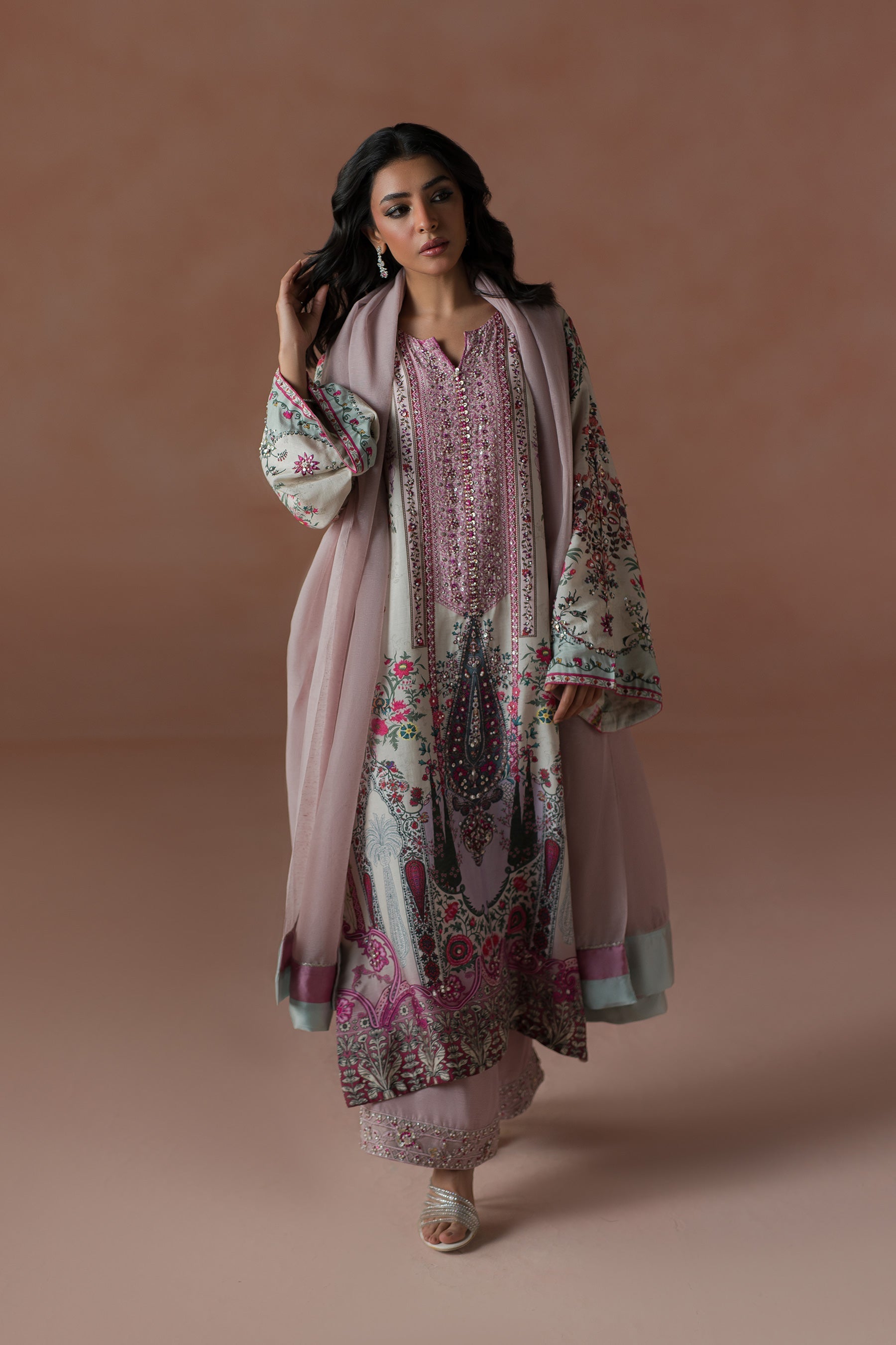 Ammara Khan | Flo 25 | Raspberry Cooler Long shirt Set (D-05)