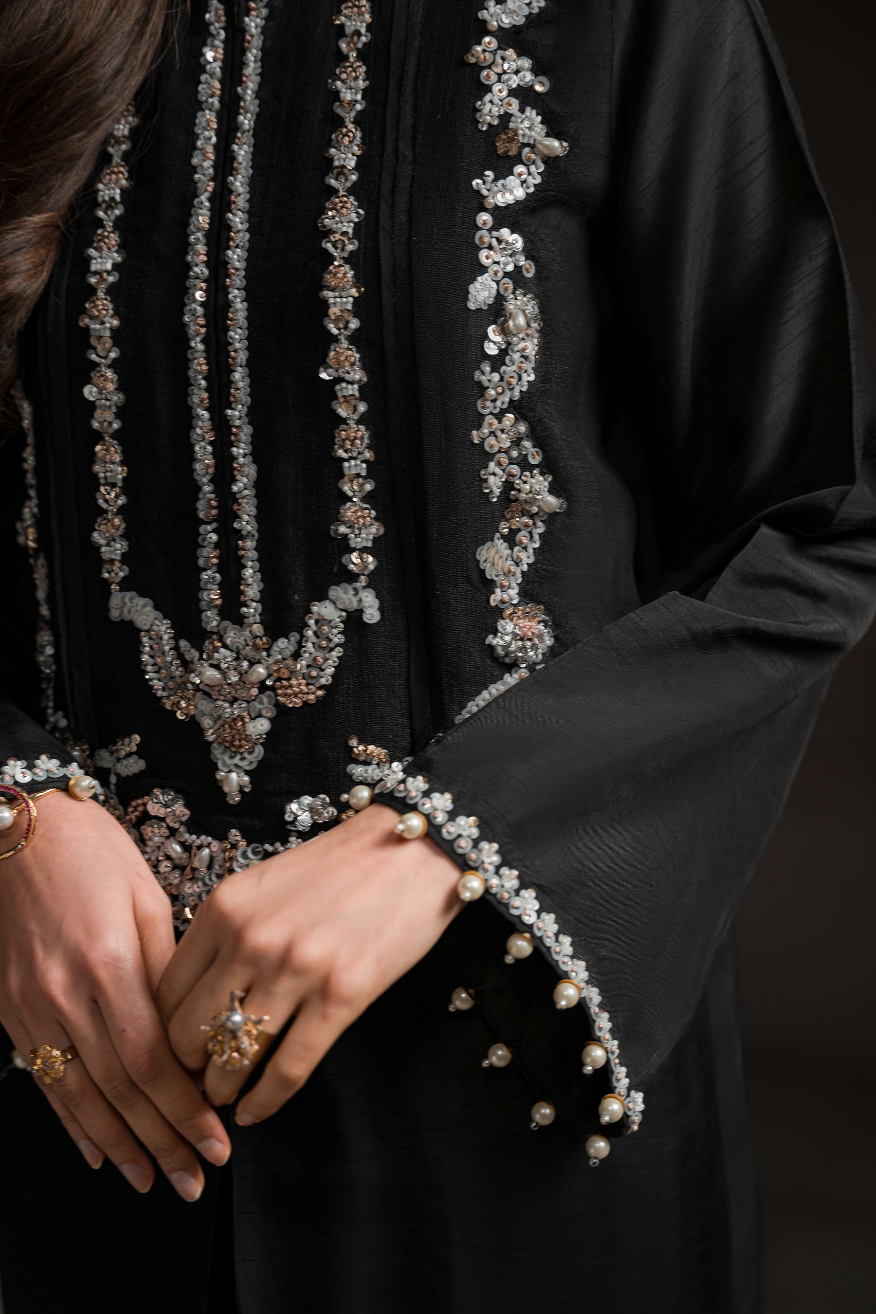 Ammara Khan | Glitz Luxury Pret 24 | BLACK EVENING WEAR SET (D-05) by Ammara Khan - Designer Dress - Type: Luxury - Available at Sana Yasir - 100% Original