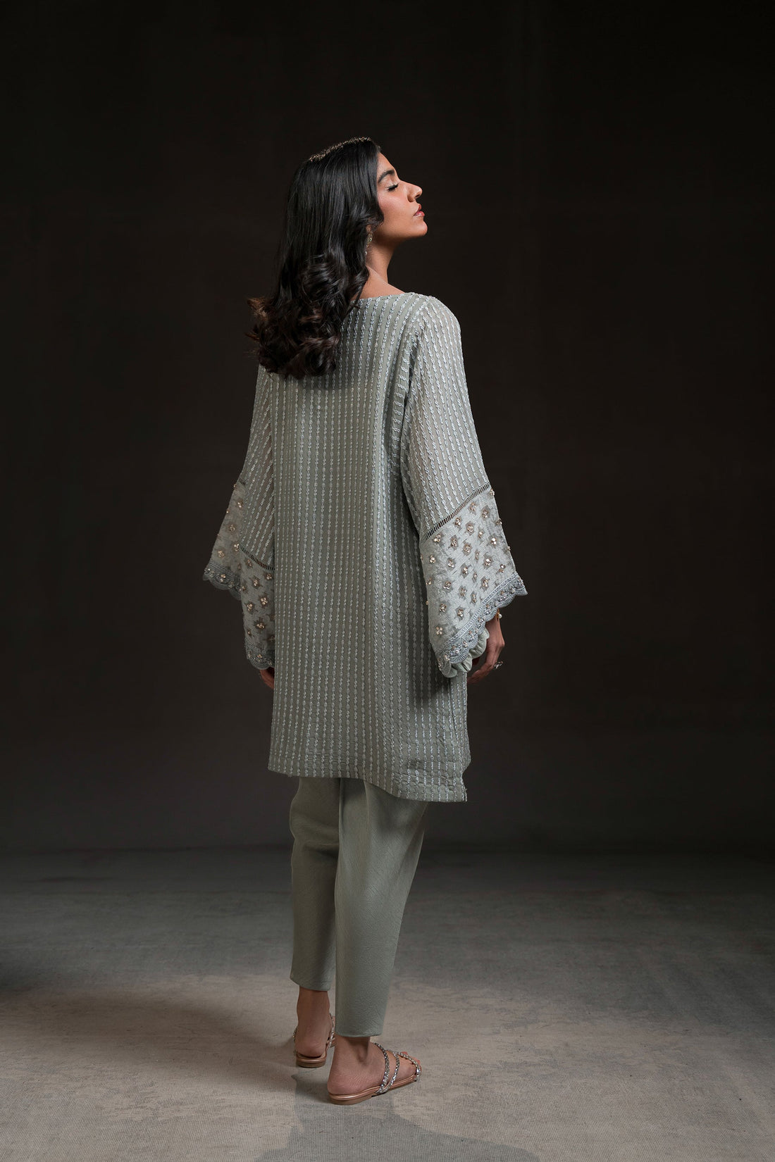 Ammara Khan | Glitz Luxury Pret 24 | BOXY TUNIC AND TULIP SHALWAR SET (D-08) by Ammara Khan - Designer Dress - Type: Luxury - Available at Sana Yasir - 100% Original
