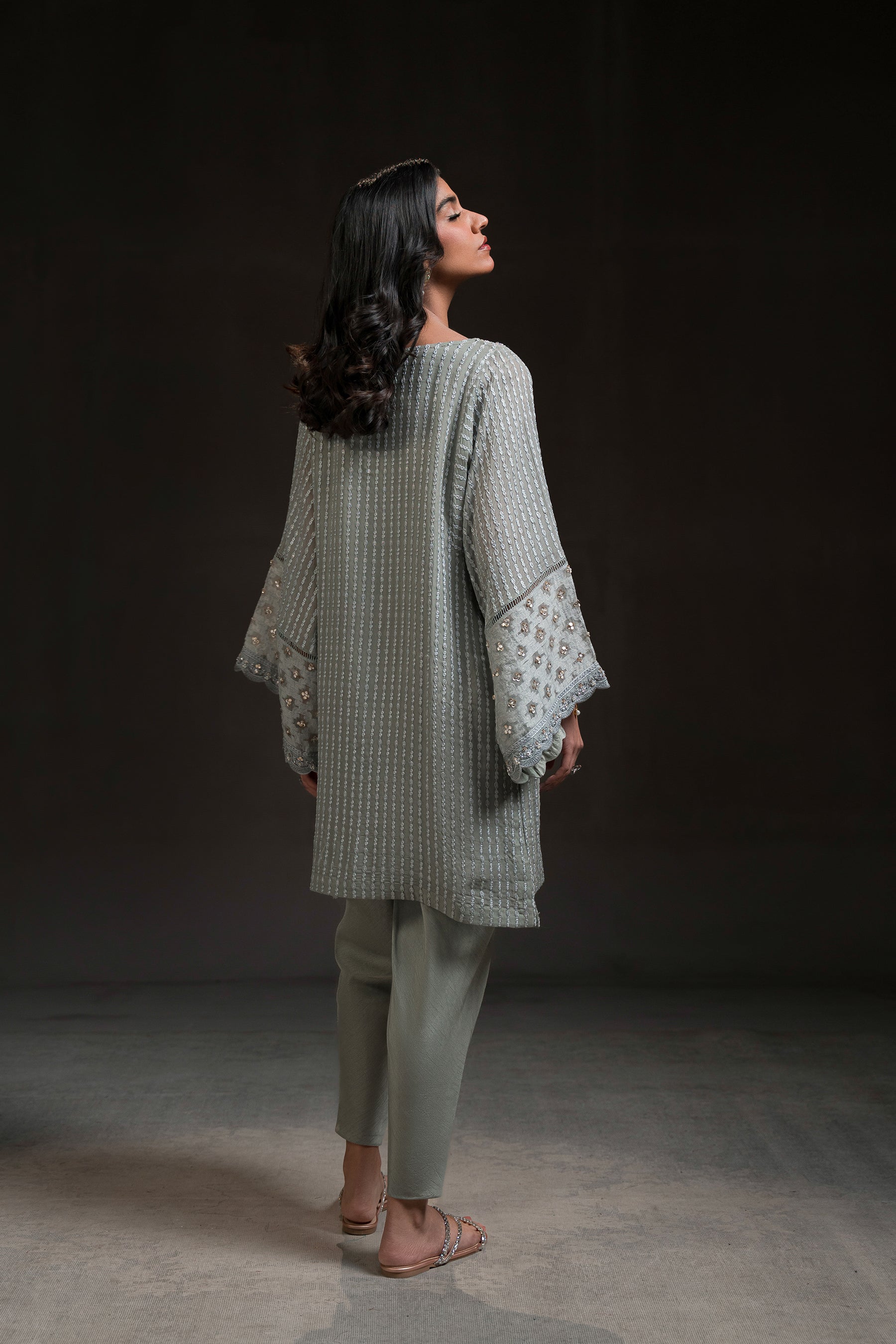 Ammara Khan | Glitz Luxury Pret 24 | BOXY TUNIC AND TULIP SHALWAR SET (D-08) by Ammara Khan - Designer Dress - Type: Luxury - Available at Sana Yasir - 100% Original