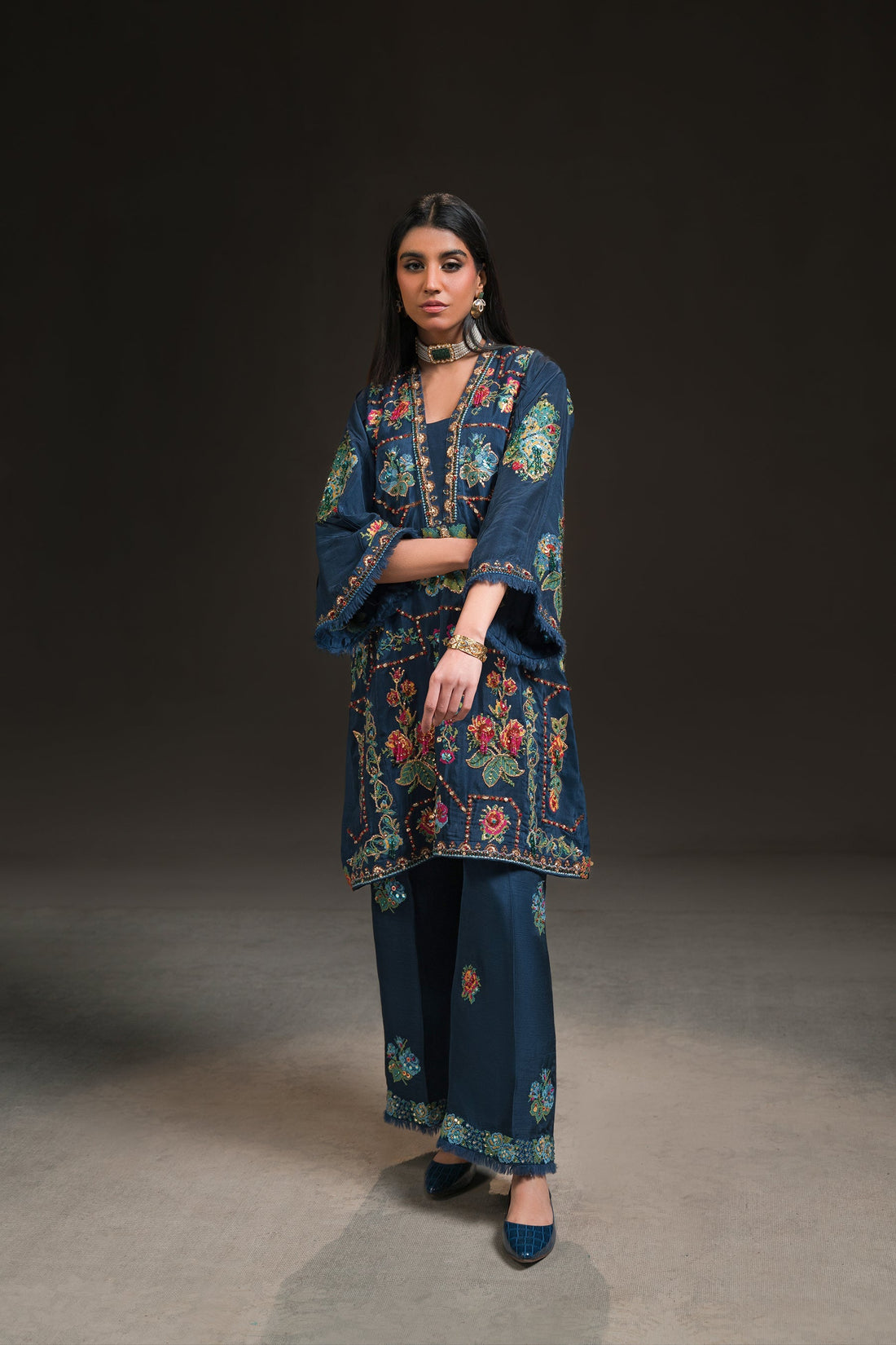 Ammara Khan | Glitz Luxury Pret 24 | COLOUR BLOOM FESTIVE MATCHING SET (D-16) by Ammara Khan - Designer Dress - Type: Luxury - Available at Sana Yasir - 100% Original