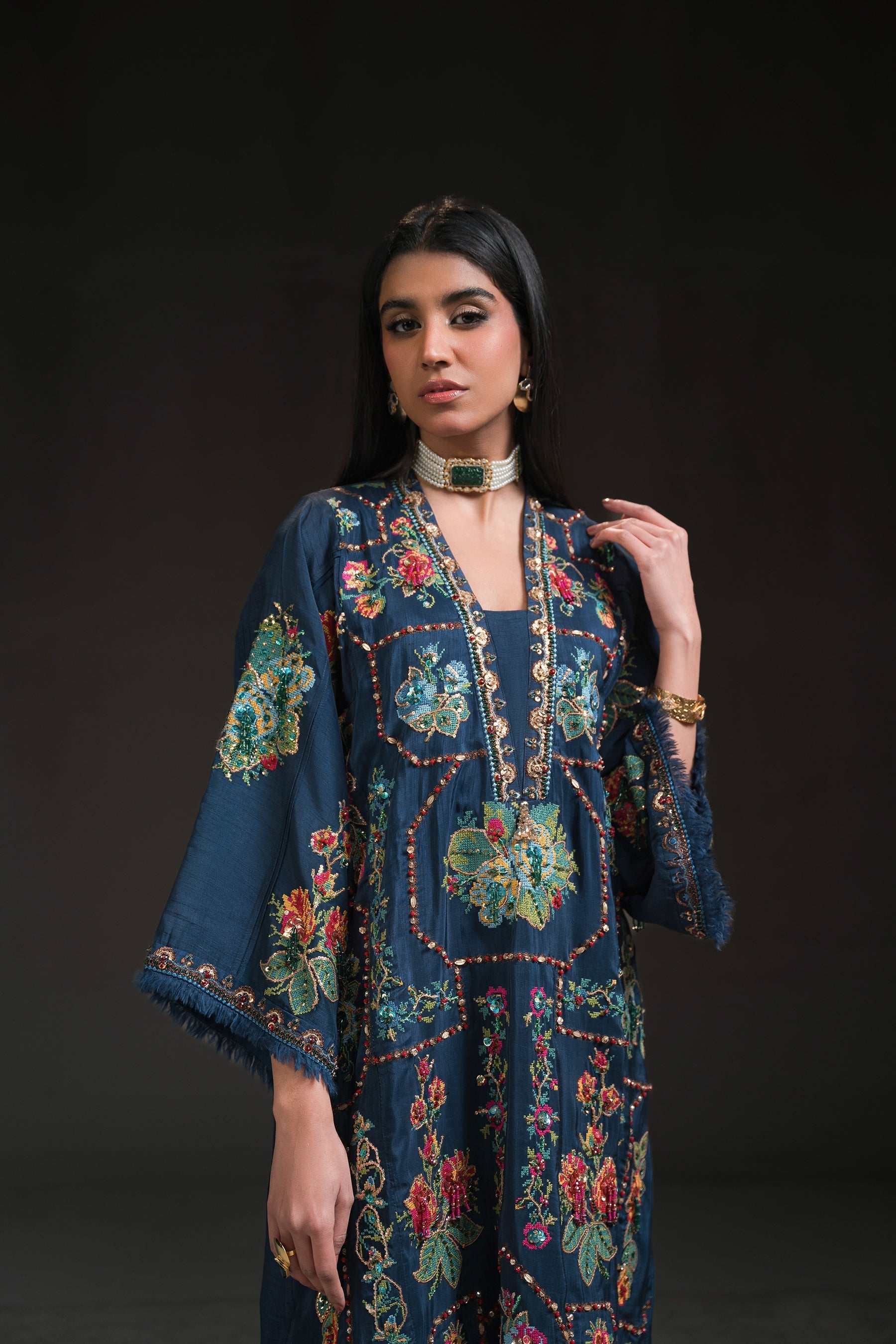 Ammara Khan | Glitz Luxury Pret 24 | COLOUR BLOOM FESTIVE MATCHING SET (D-16) by Ammara Khan - Designer Dress - Type: Luxury - Available at Sana Yasir - 100% Original