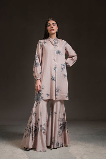 Ammara Khan | Glitz Luxury Pret 24 | FLORAL PRINT GHARARA PANT SET (D-14) by Ammara Khan - Designer Dress - Type: Luxury - Available at Sana Yasir - 100% Original