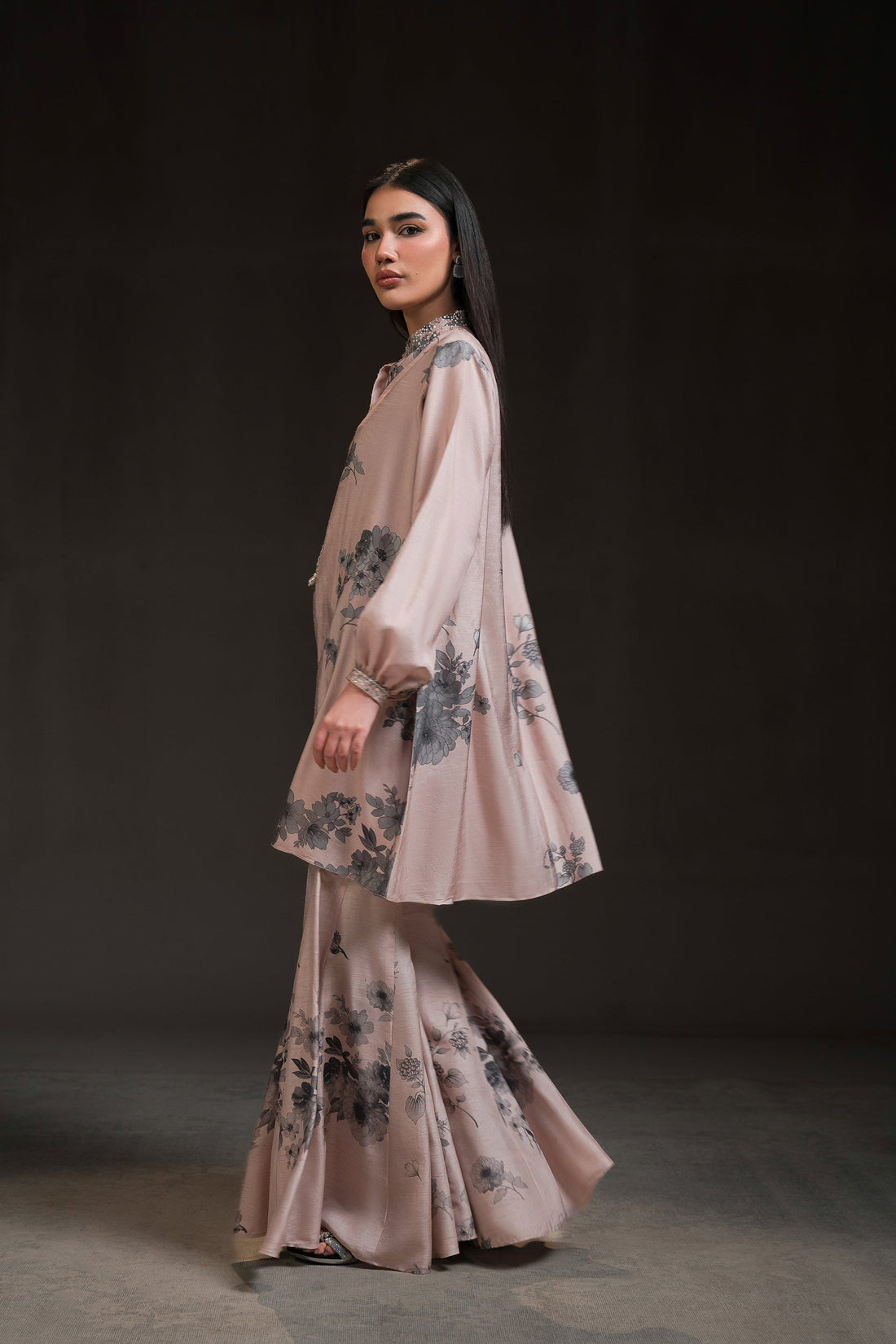 Ammara Khan | Glitz Luxury Pret 24 | FLORAL PRINT GHARARA PANT SET (D-14) by Ammara Khan - Designer Dress - Type: Luxury - Available at Sana Yasir - 100% Original
