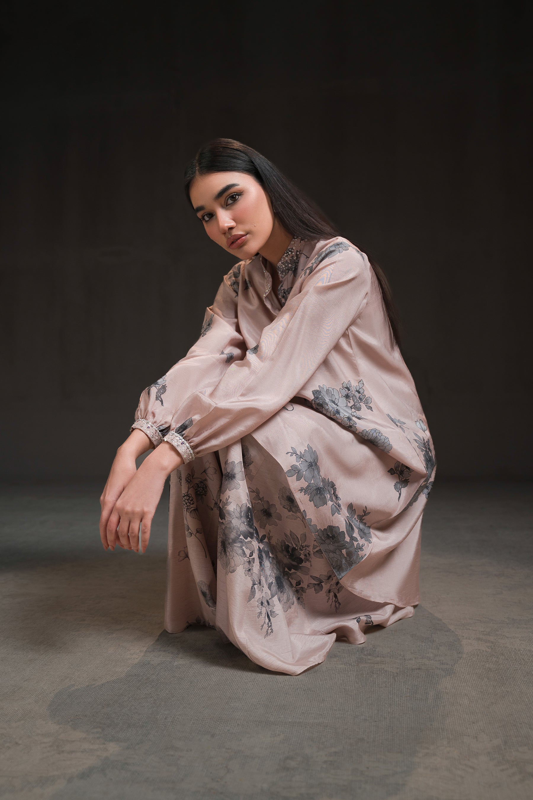 Ammara Khan | Glitz Luxury Pret 24 | FLORAL PRINT GHARARA PANT SET (D-14) by Ammara Khan - Designer Dress - Type: Luxury - Available at Sana Yasir - 100% Original