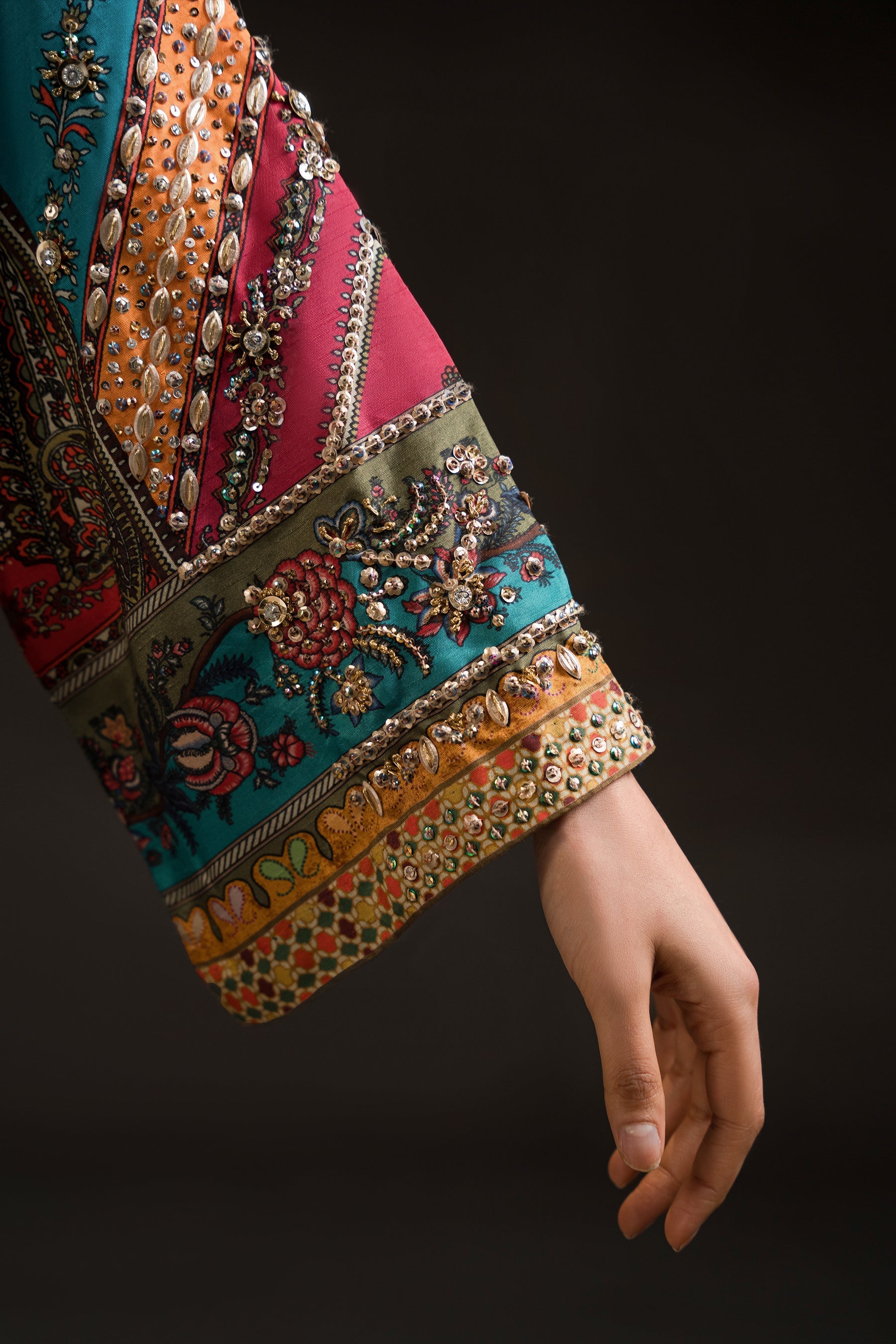 Ammara Khan | Glitz Luxury Pret 24 | MAGENTA RAINBOW TUNIC SET (D-10) by Ammara Khan - Designer Dress - Type: Luxury - Available at Sana Yasir - 100% Original