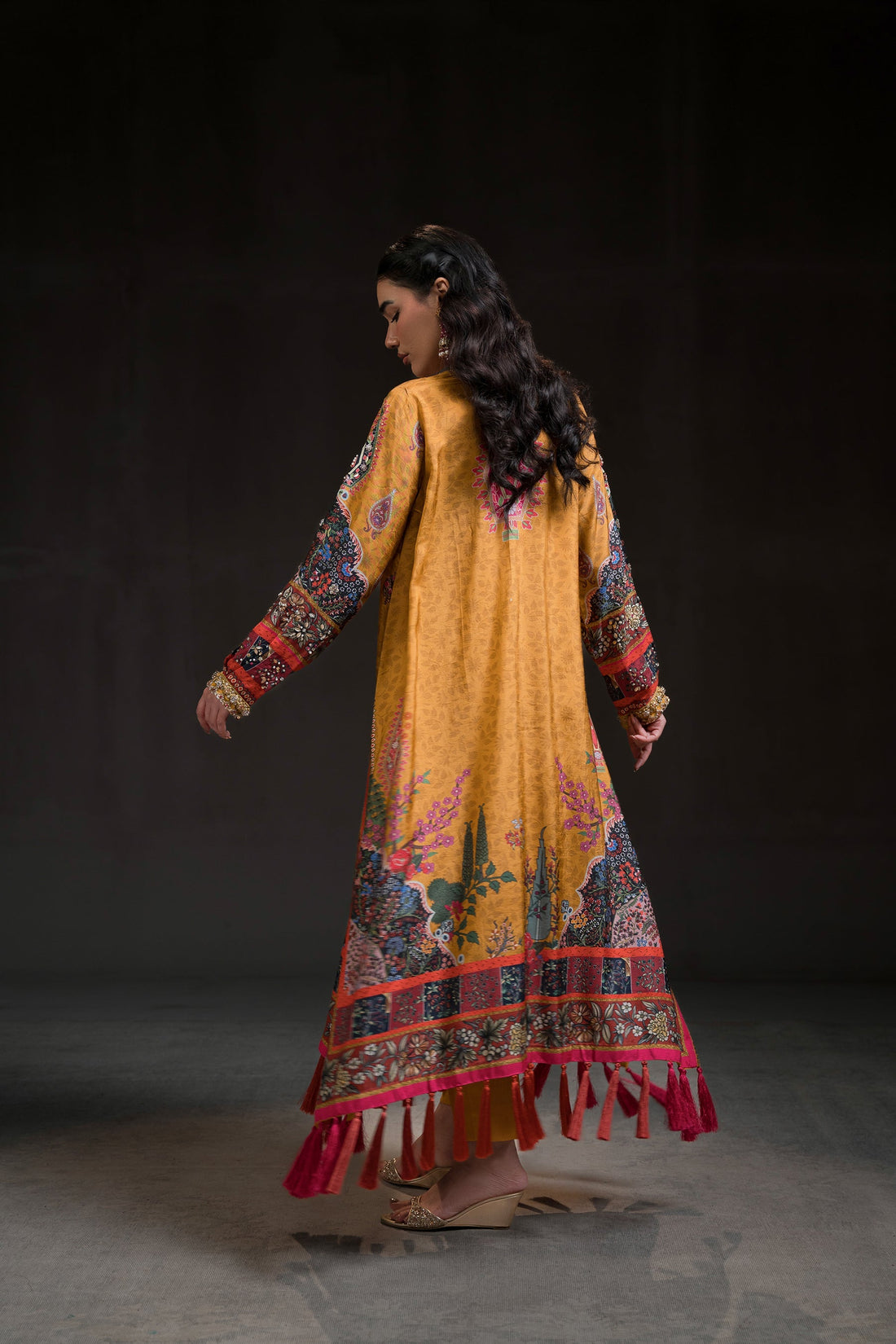 Ammara Khan | Glitz Luxury Pret 24 | MUSTARD GOLD KAFTAN SET (D-12) by Ammara Khan - Designer Dress - Type: Luxury - Available at Sana Yasir - 100% Original
