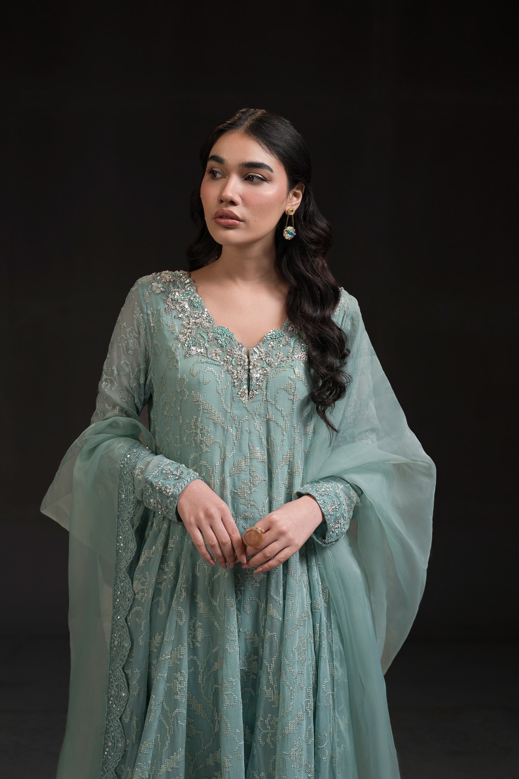 Ammara Khan | Glitz Luxury Pret 24 | SHORT PEPLUM KALIDAR (D-02) by Ammara Khan - Designer Dress - Type: Luxury - Available at Sana Yasir - 100% Original