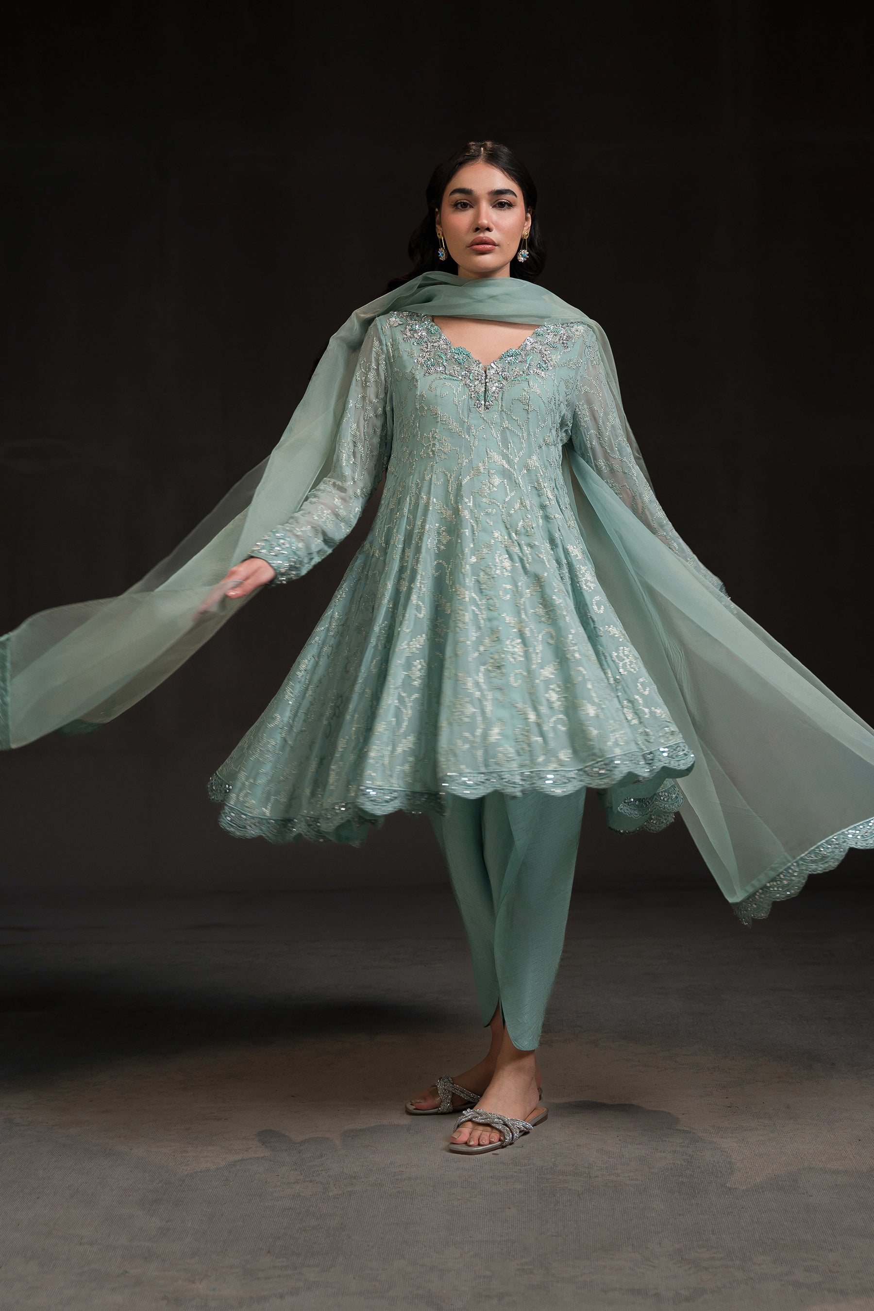 Ammara Khan | Glitz Luxury Pret 24 | SHORT PEPLUM KALIDAR (D-02) by Ammara Khan - Designer Dress - Type: Luxury - Available at Sana Yasir - 100% Original